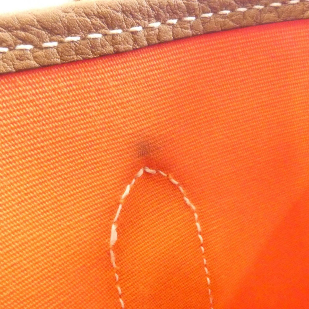 Hermes Feu Gold Orange Toile Officier Negonda Leather Handbag (Pre-Owned)