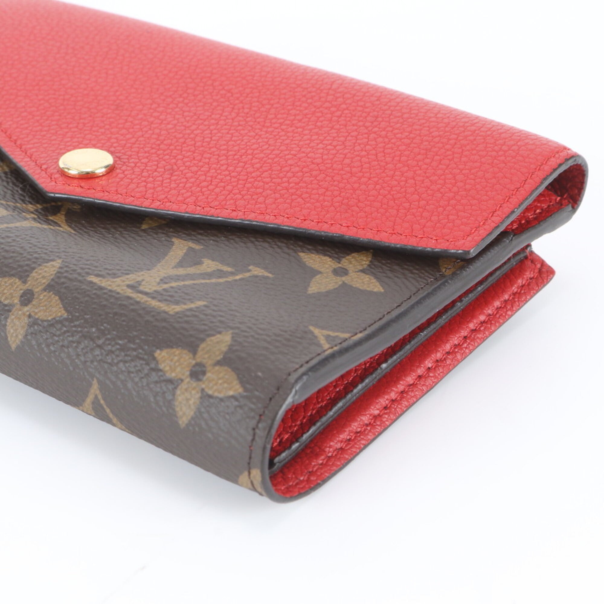 Louis Vuitton Cerise Leather Coated Canvas Wallet (Bi-Fold) (Pre-Owned)