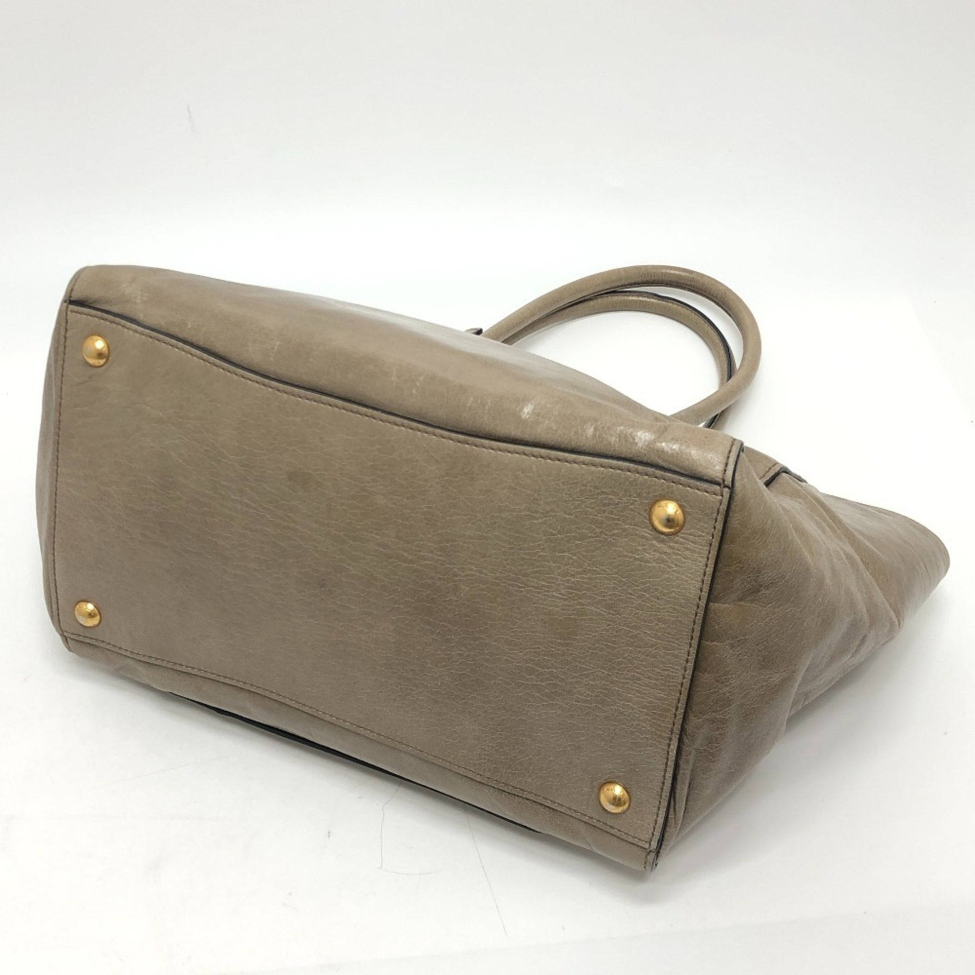 Prada Brown Leather Handbag Shoulder Bag Tote Bag (Pre-Owned)