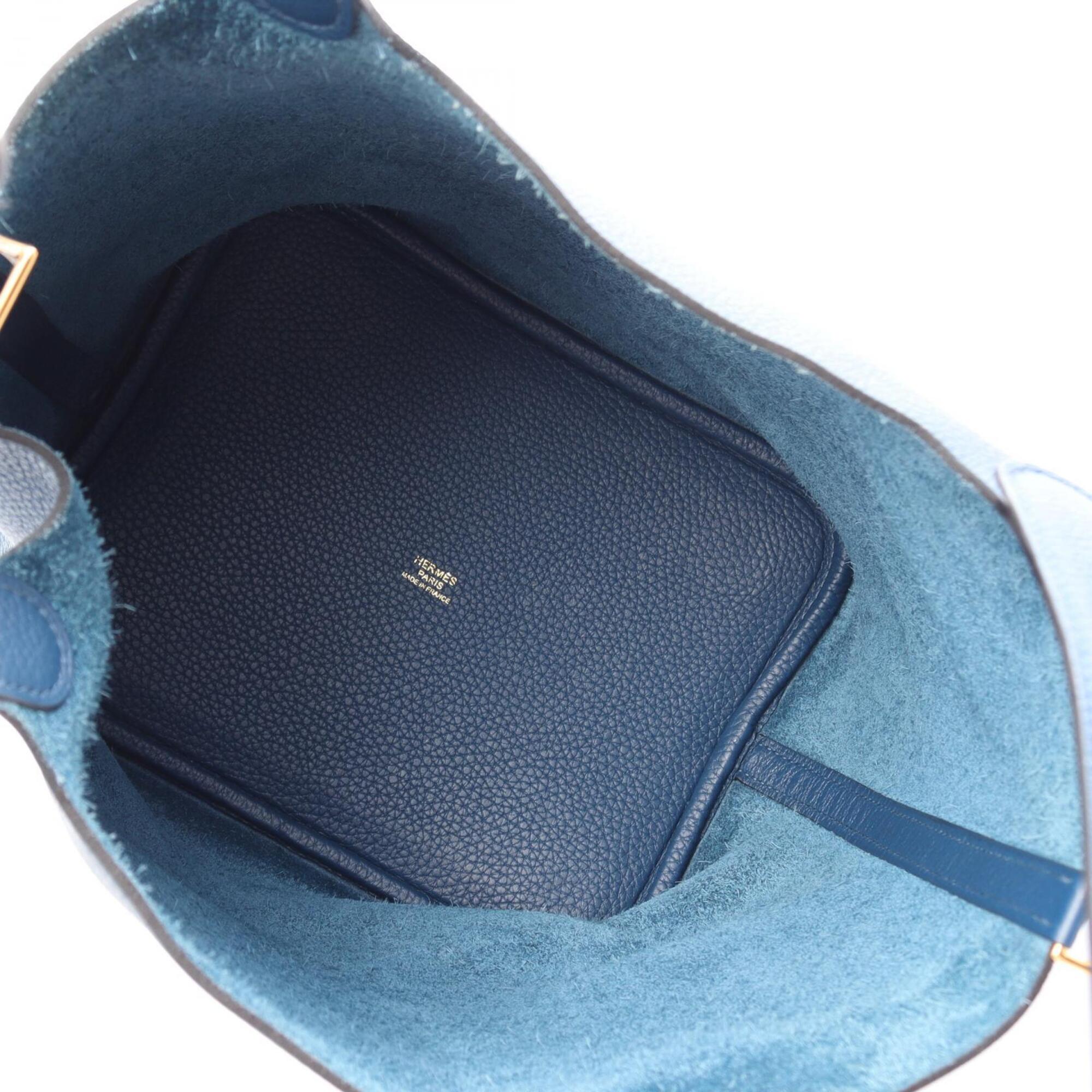 Hermes Blue Taurillon Clemence Leather Handbag (Pre-Owned)