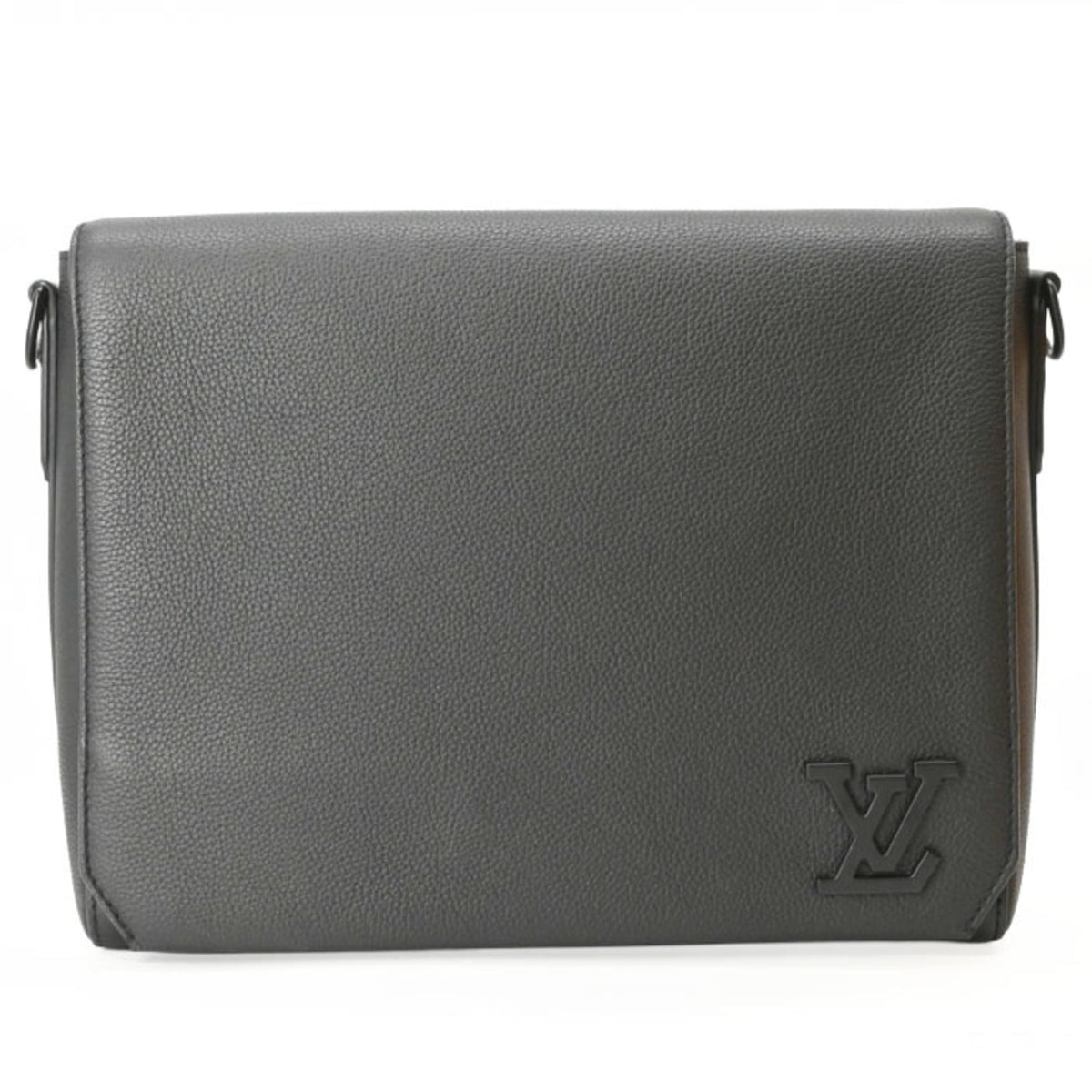 Louis Vuitton Black Leather Messenger Bag (Pre-Owned)