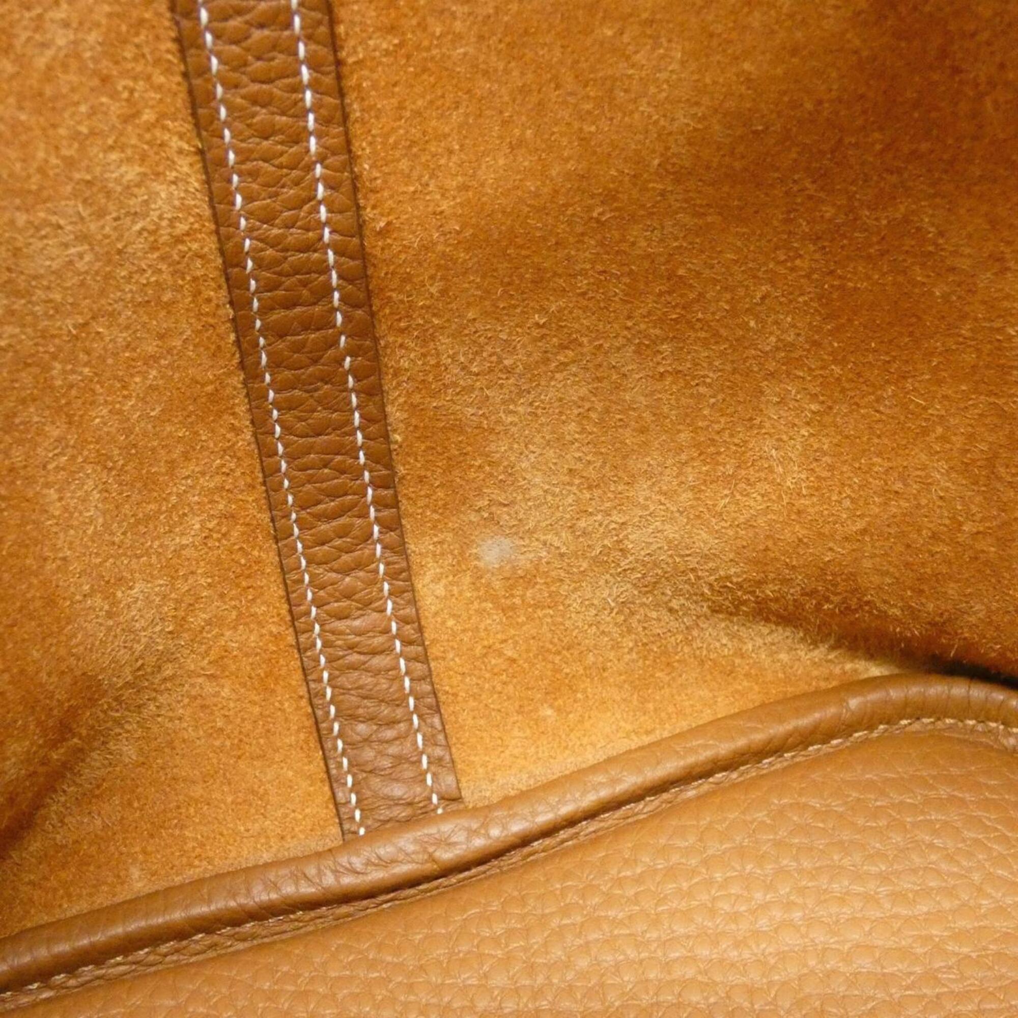 Hermes Brown Gold Brown Taurillon Clemence Leather Swift Leather Handbag (Pre-Owned)