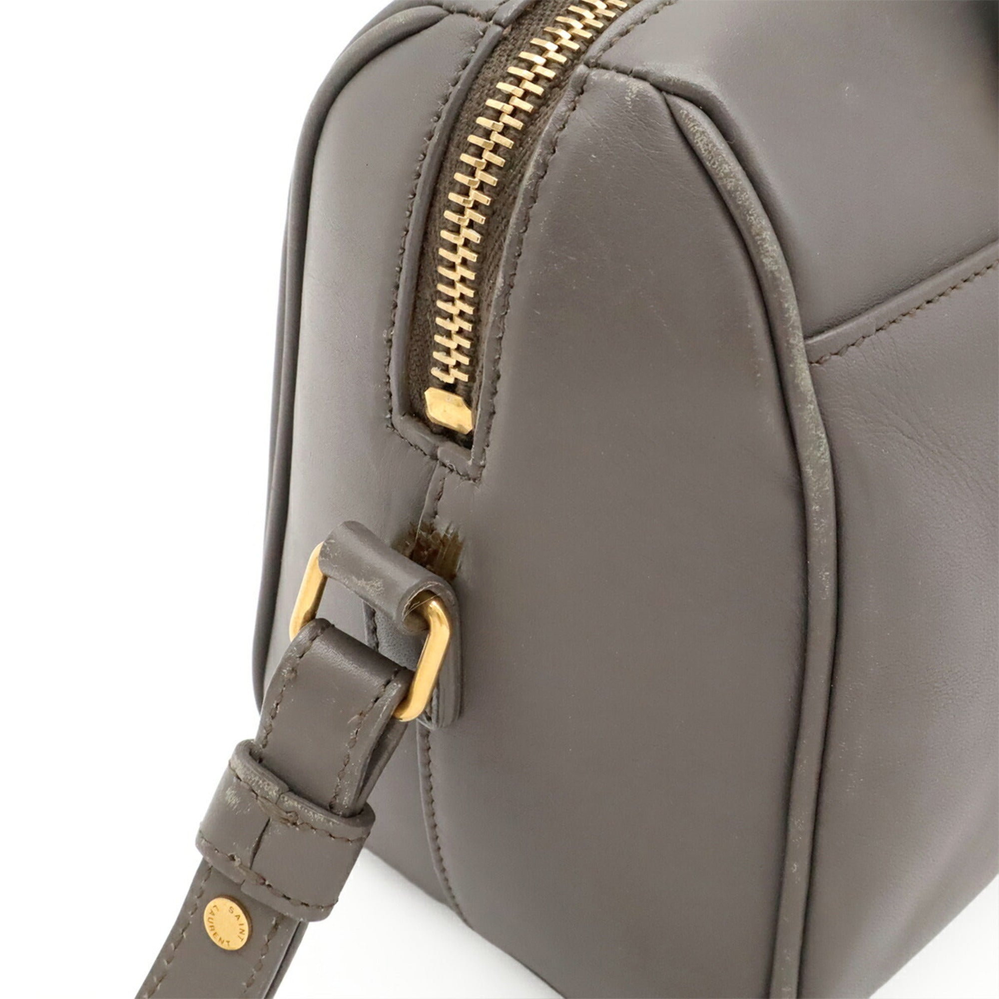 Yves Saint Laurent Gray Leather Handbag Shoulder Bag (Pre-Owned)