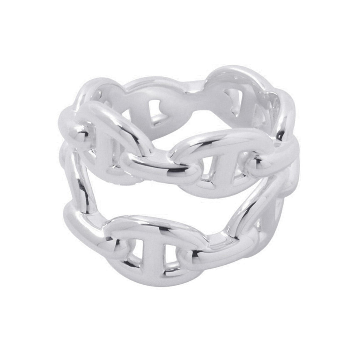 Hermes Silver 925 Band Ring (Pre-Owned)