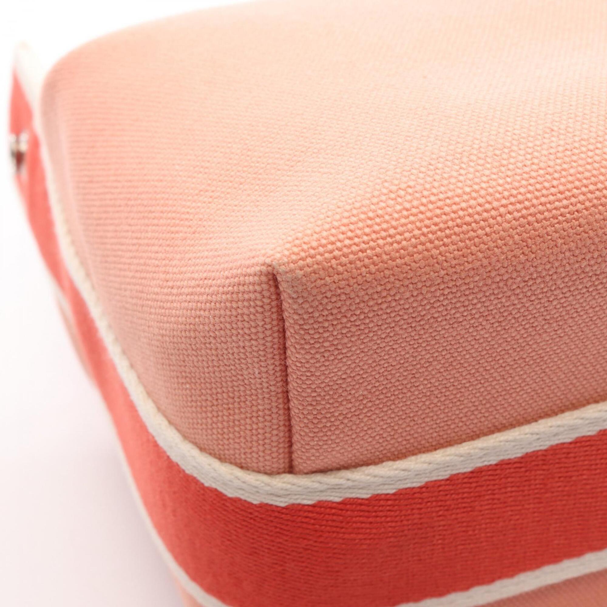 Hermes Pink Red Color Canvas Handbag (Pre-Owned)