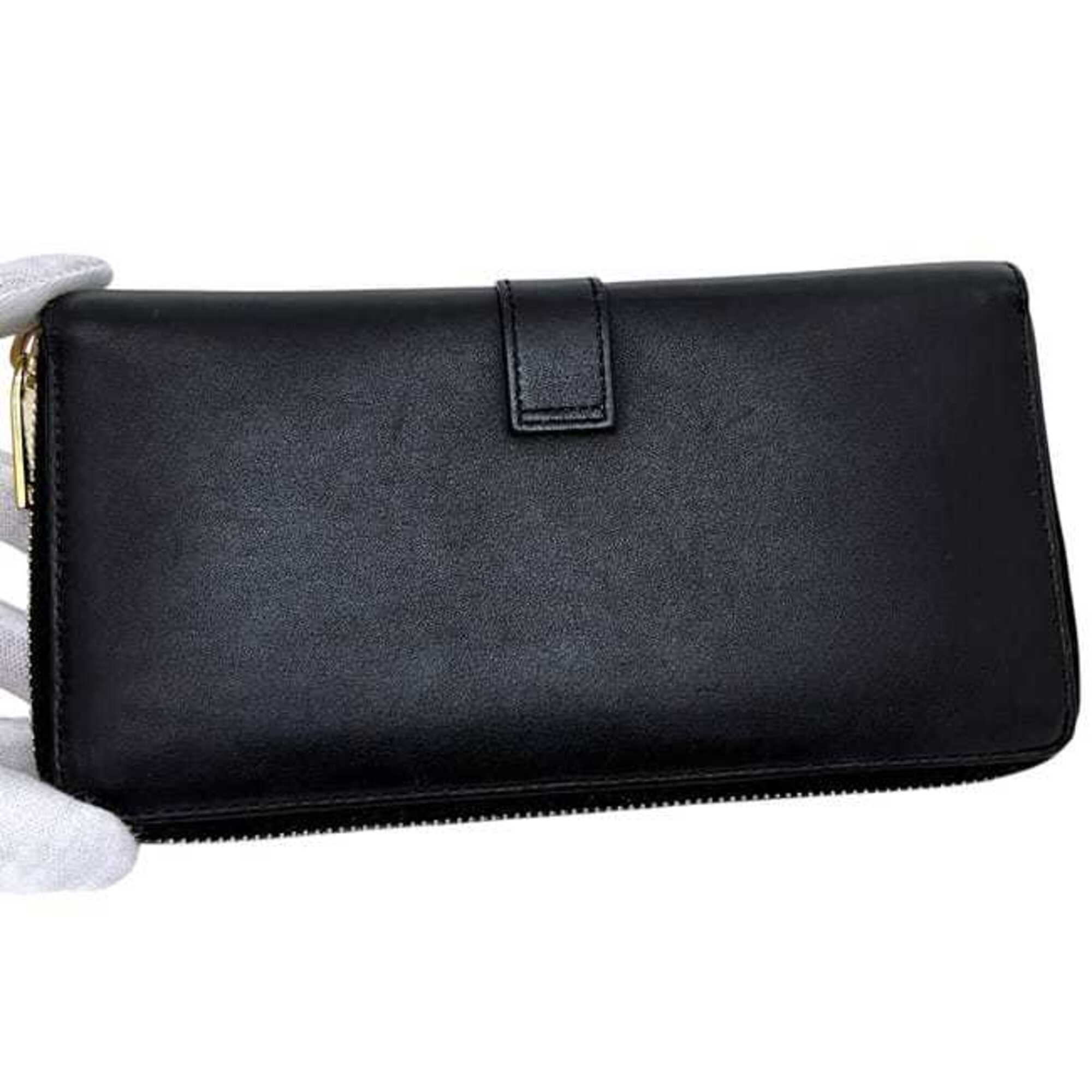 Saint Laurent Black Leather Long Wallet (Bi-Fold) (Pre-Owned)