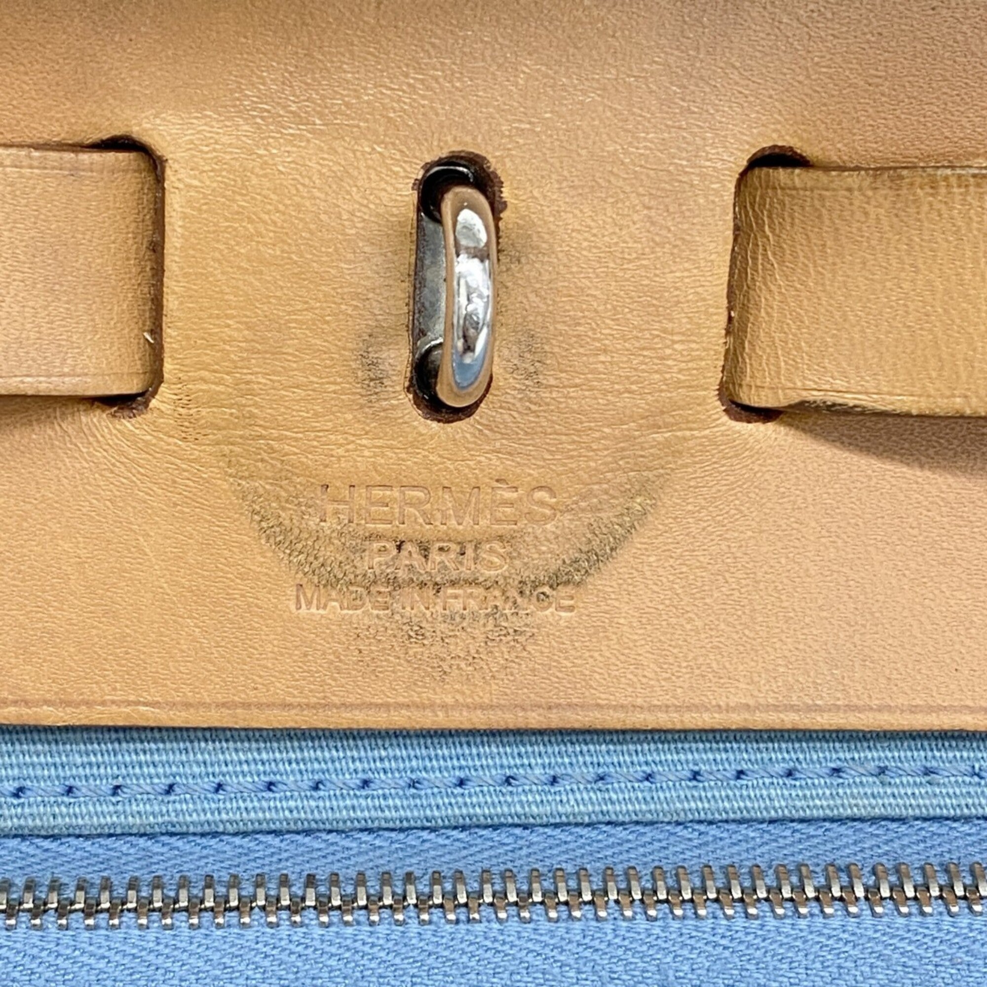 Hermes Blue Toile Officier Handbag (Pre-Owned)