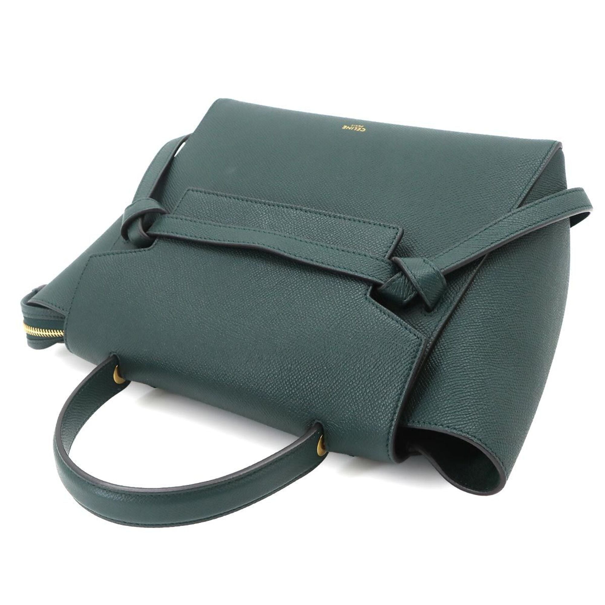 Celine Dark Green Leather Fanny Pack Handbag (Pre-Owned)