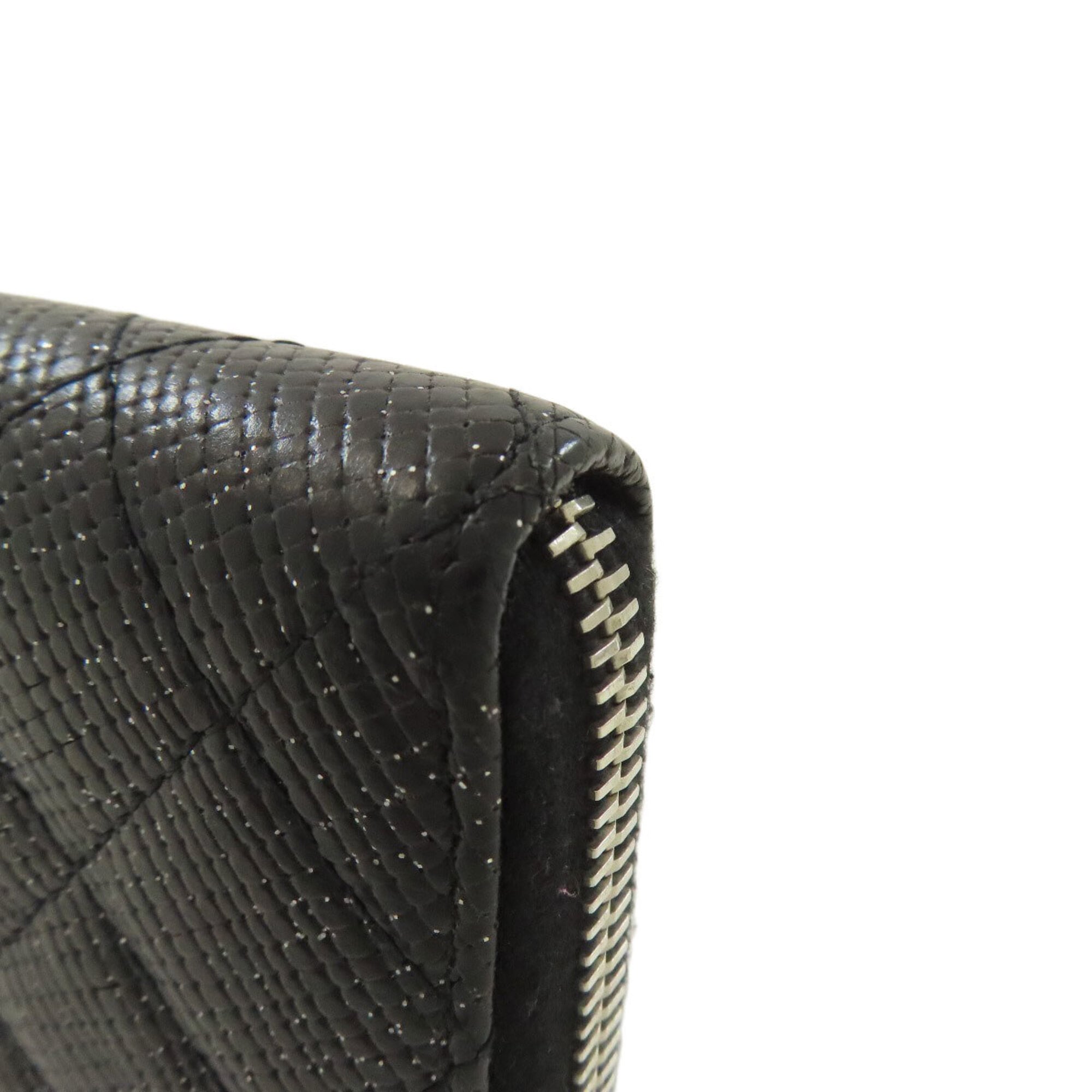 Chanel Matelasse Black Leather Long Wallet (Bi-Fold) (Pre-Owned)