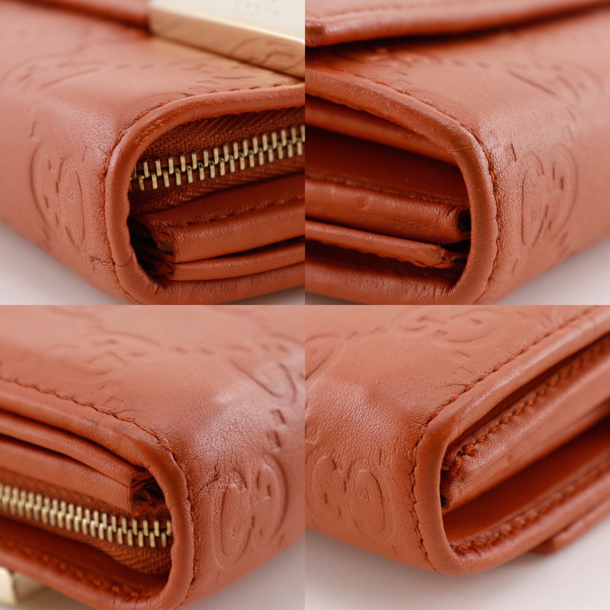 Gucci Orange Leather Chain/Shoulder Wallet (Pre-Owned)