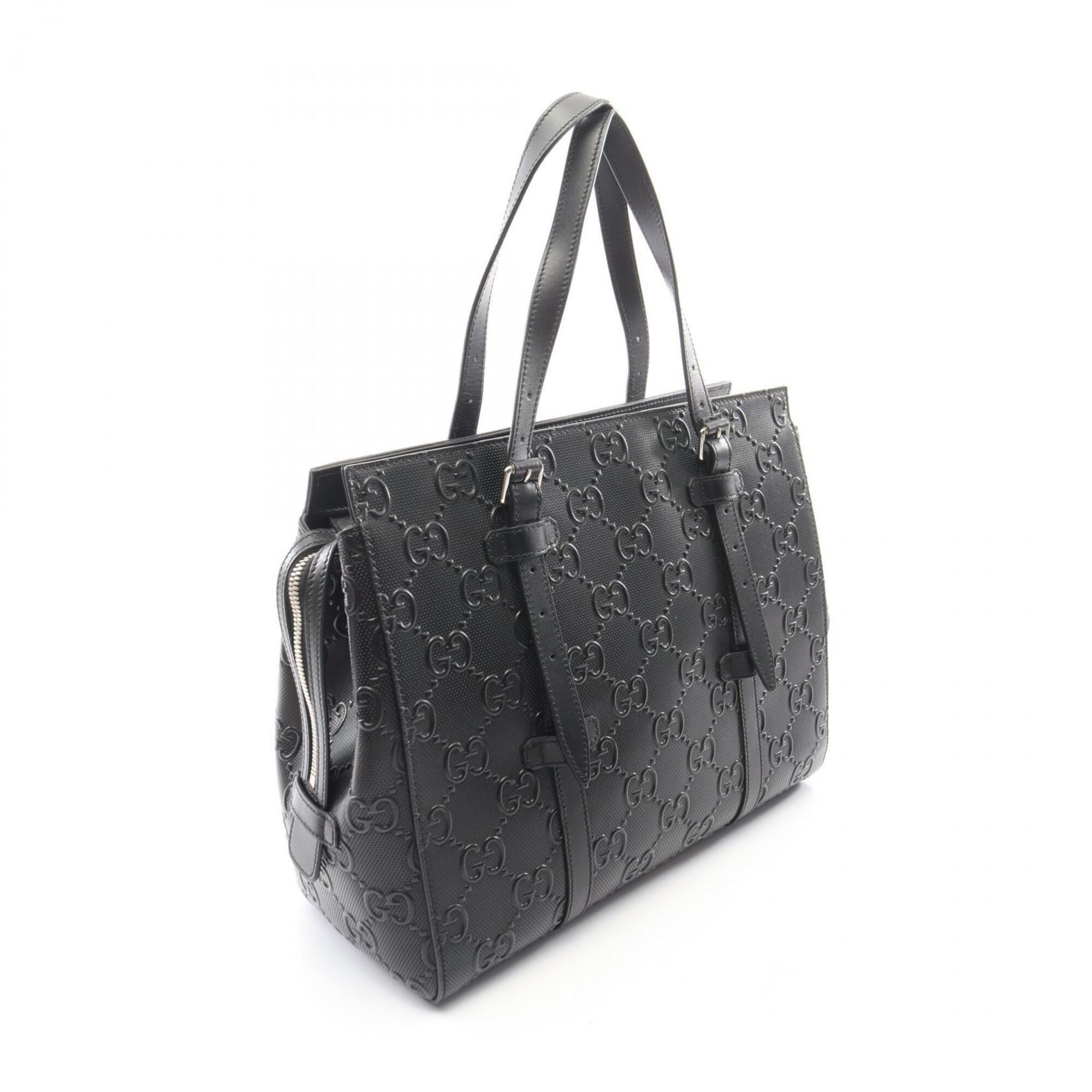 Gucci Black Leather Handbag Tote Bag (Pre-Owned)