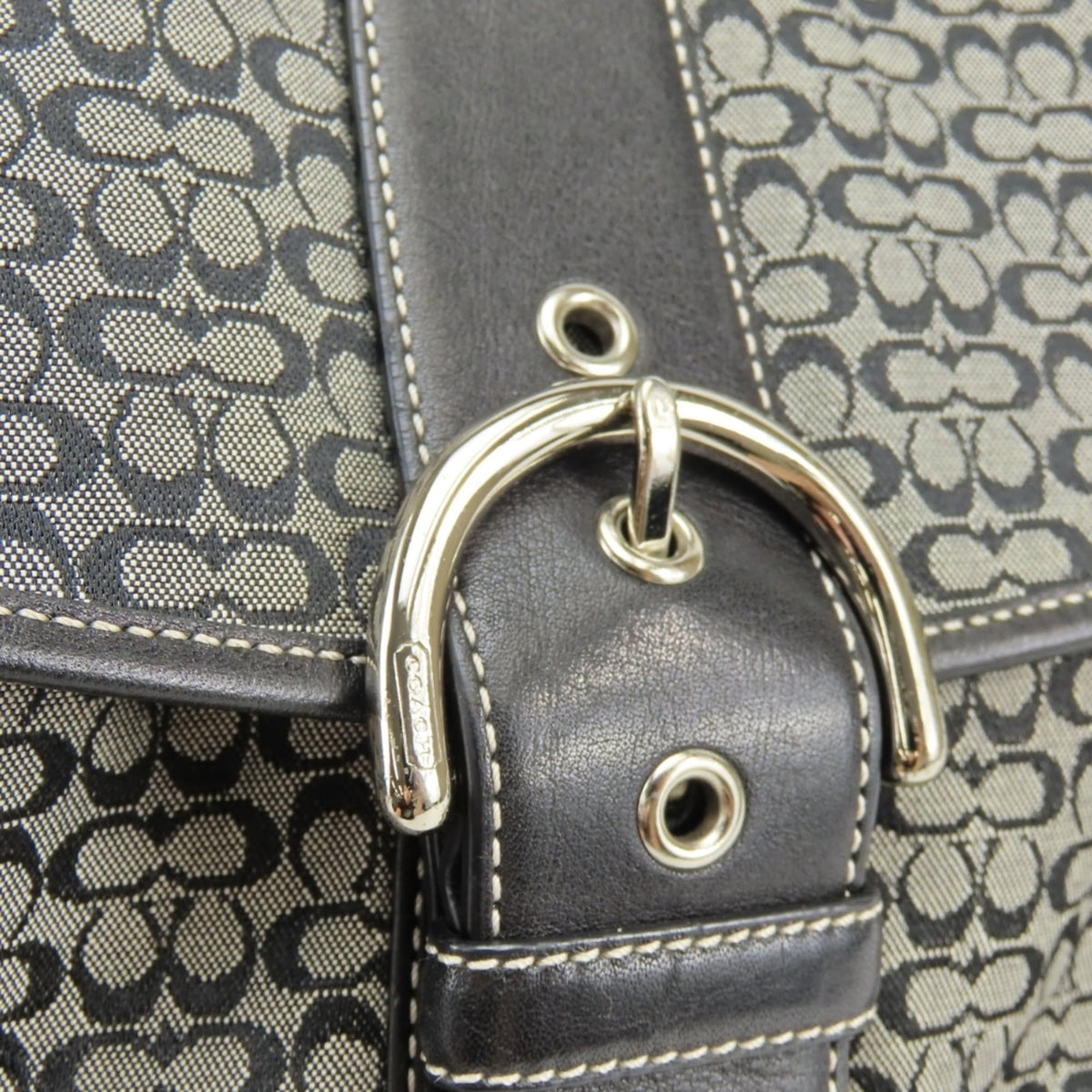 Coach Black Gray Signature Line Shoulder Bag (Pre-Owned)