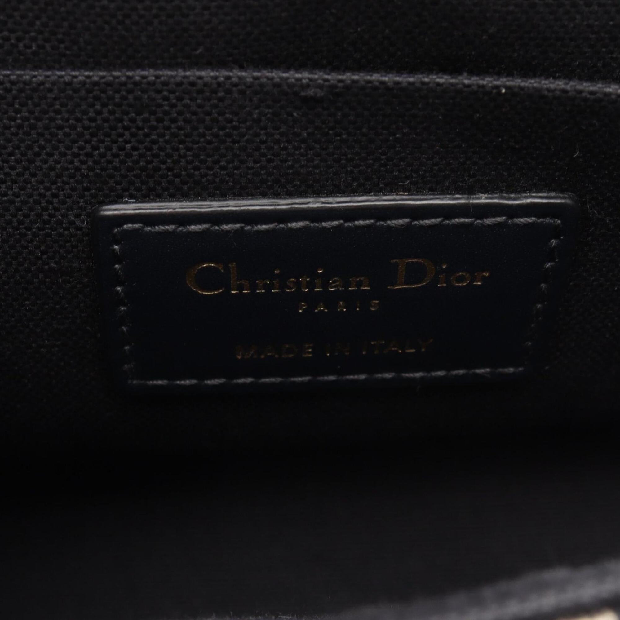 Christian Dior Beige Navy Canvas Leather Handbag Shoulder Bag (Pre-Owned)