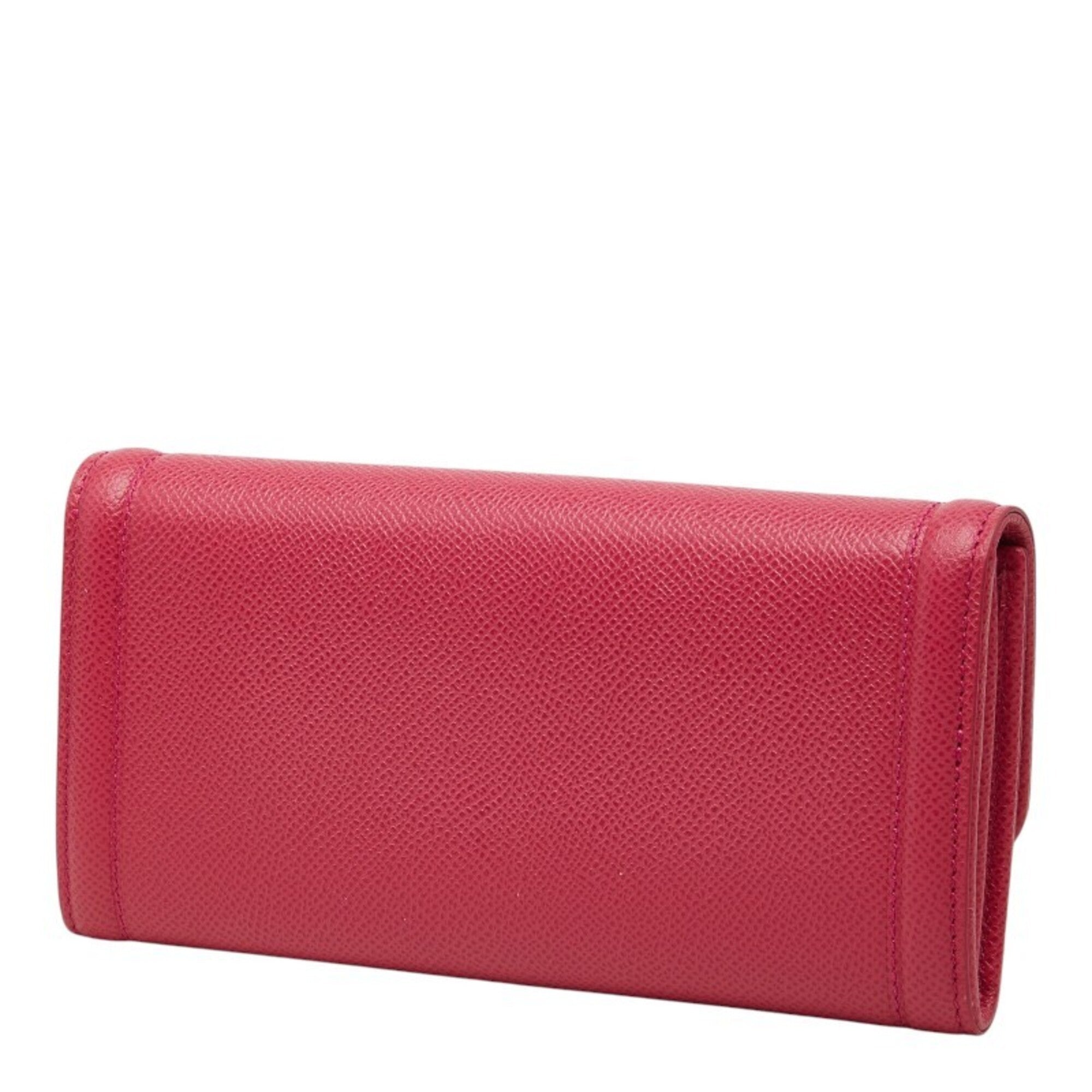 Salvatore Ferragamo Pink Leather Long Wallet (Bi-Fold) (Pre-Owned)