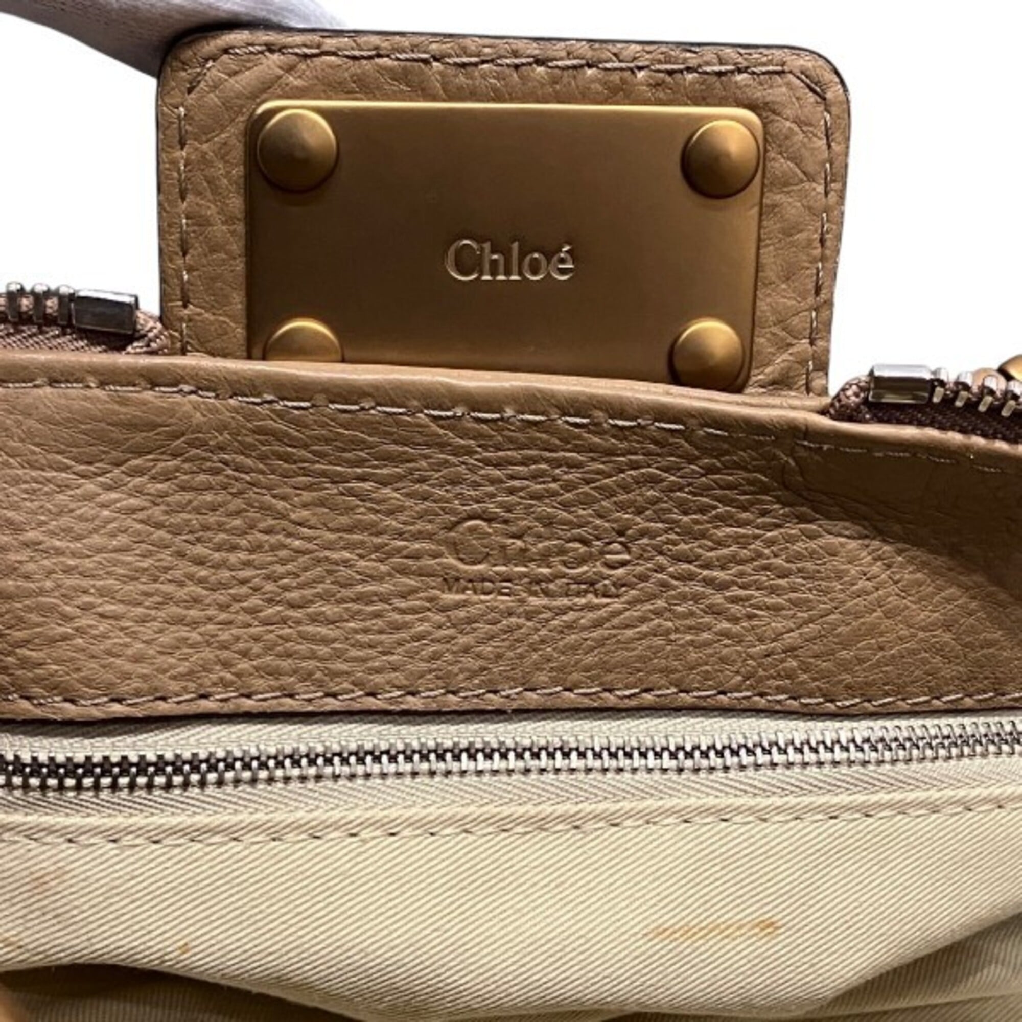 Chloé Beige Leather Shoulder Bag Tote Bag (Pre-Owned)