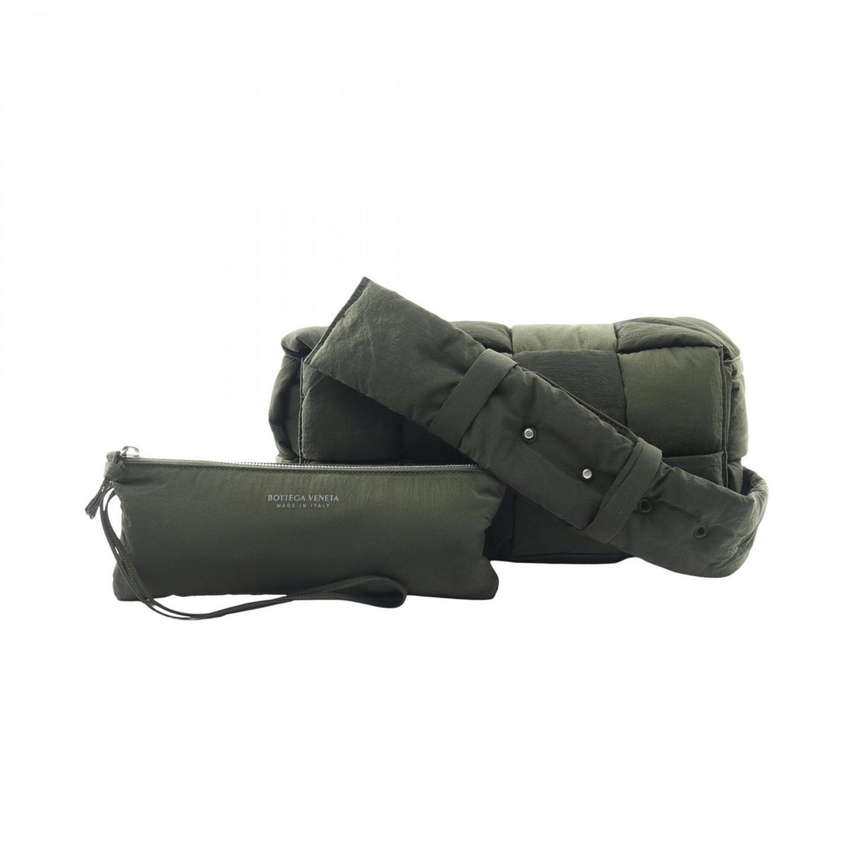 Bottega Veneta Green Nylon Handbag Shoulder Bag (Pre-Owned)