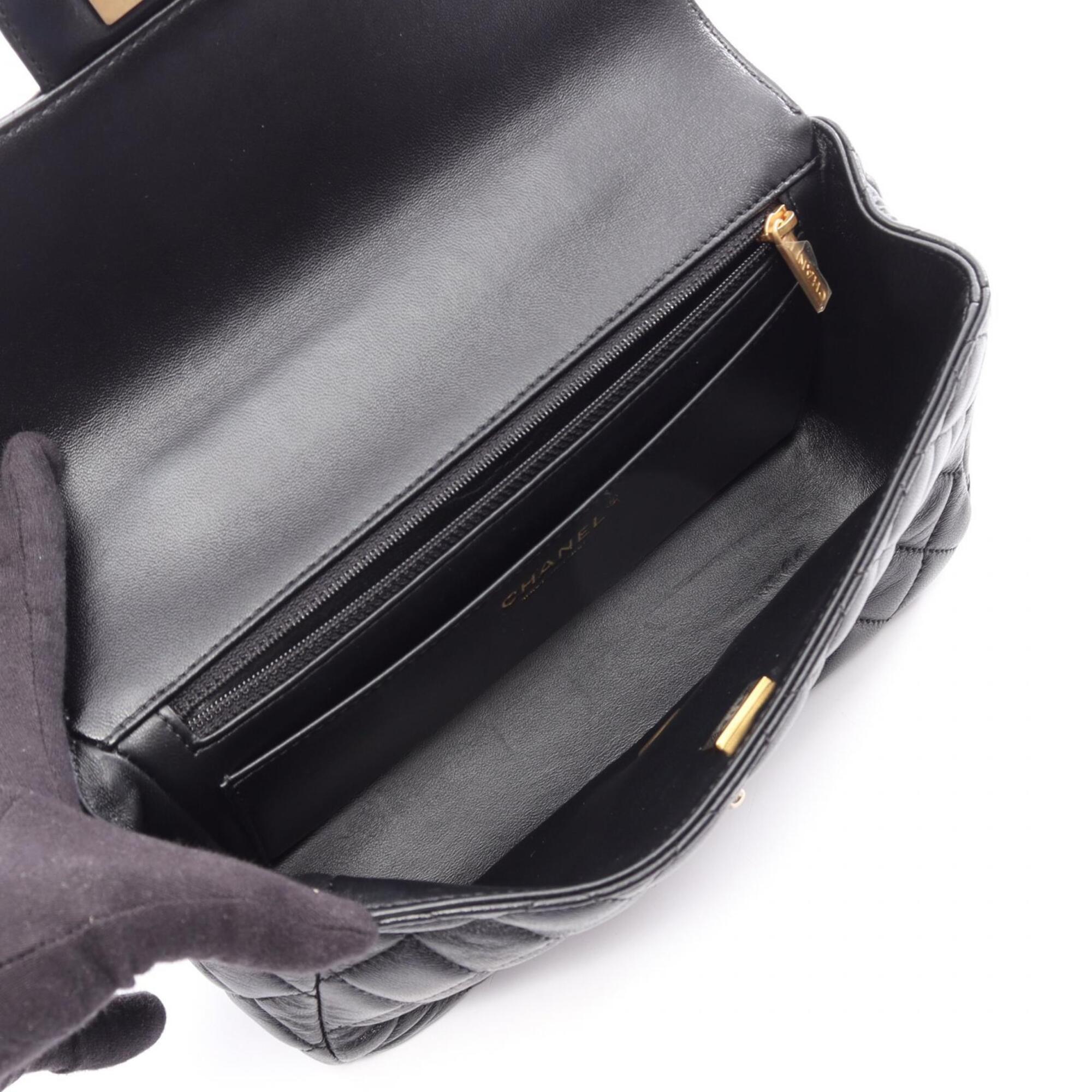 Chanel Black Leather Handbag Shoulder Bag (Pre-Owned)