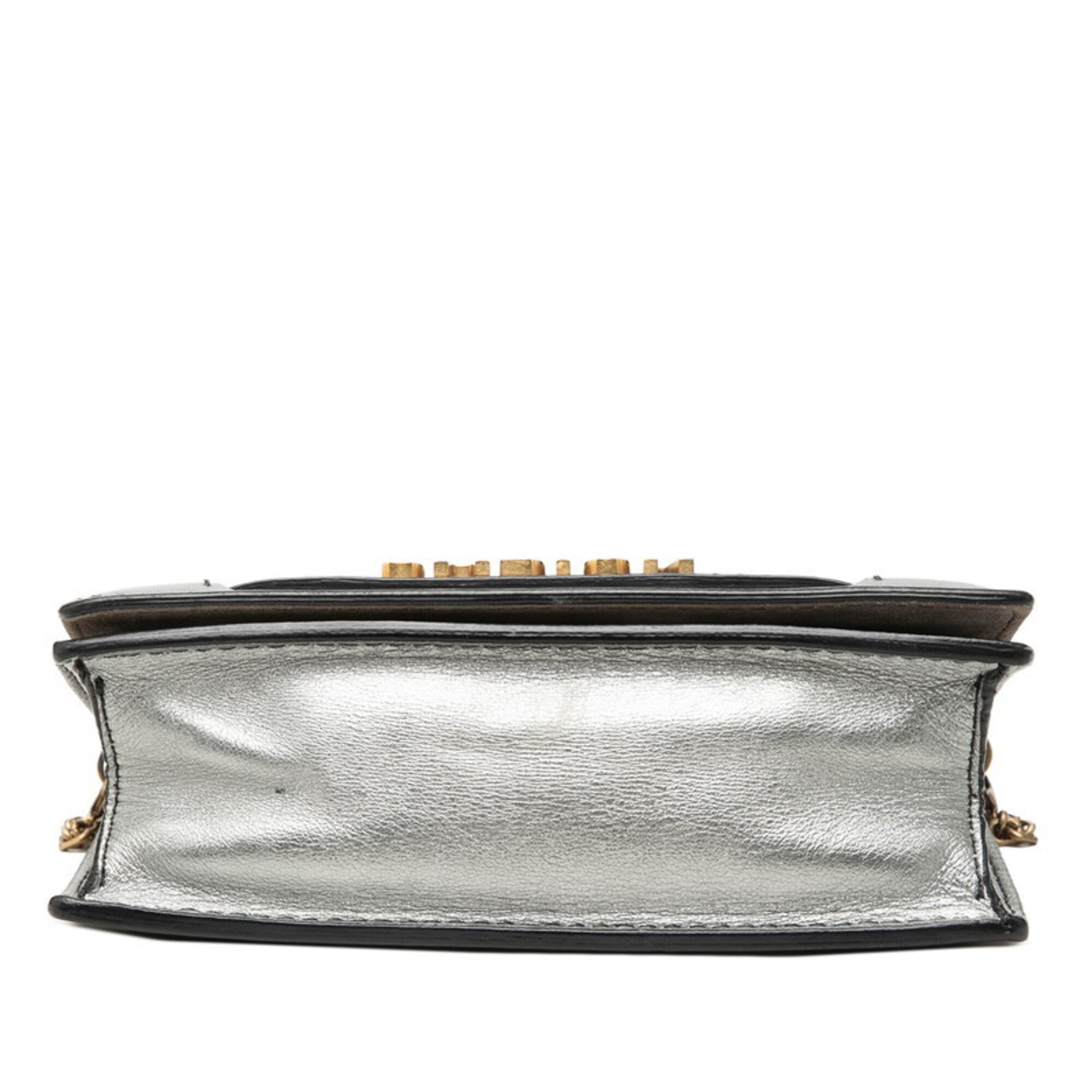 Christian Dior Gold Silver Leather Shoulder Bag (Pre-Owned)