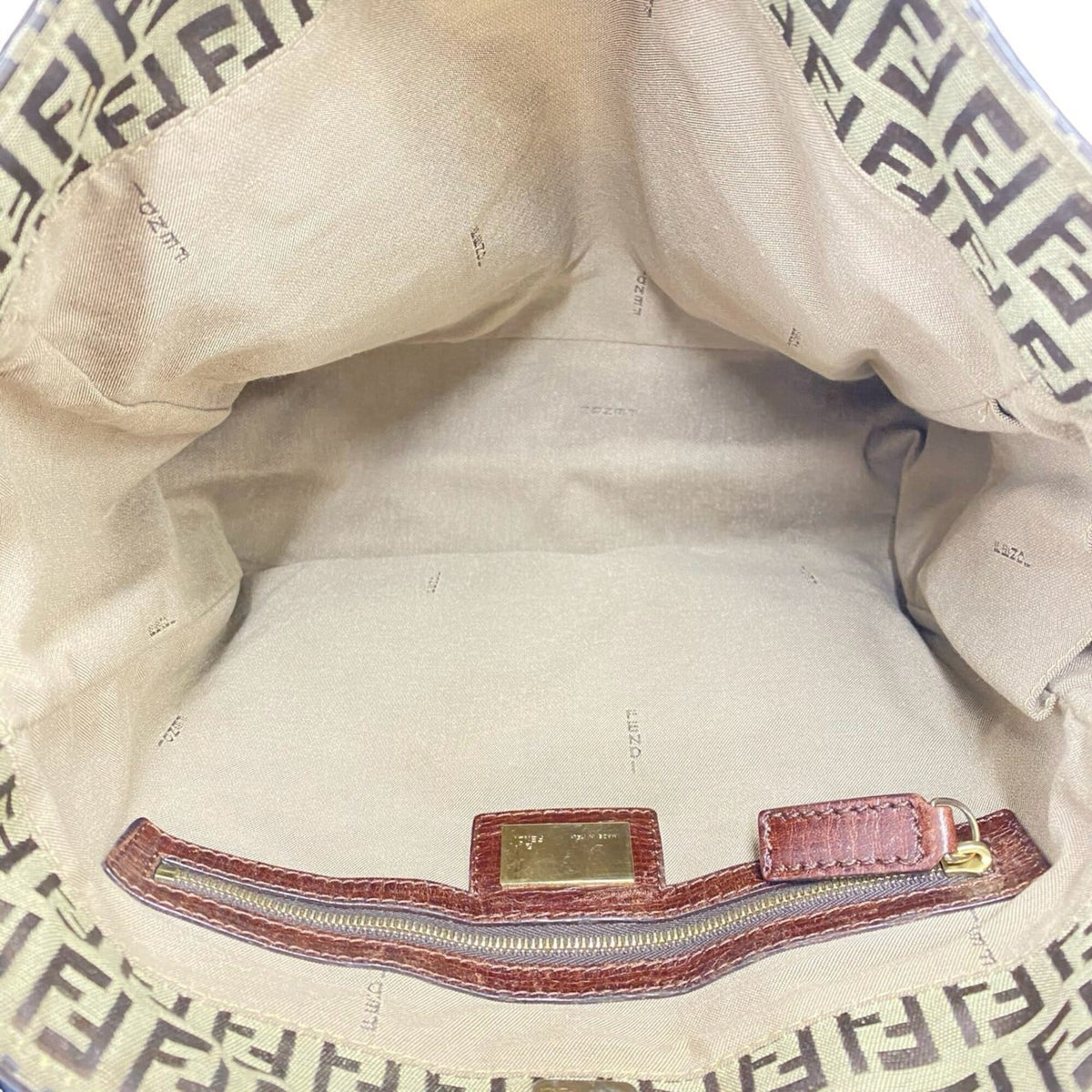 Fendi Brown Canvas Leather Handbag Tote Bag (Pre-Owned)