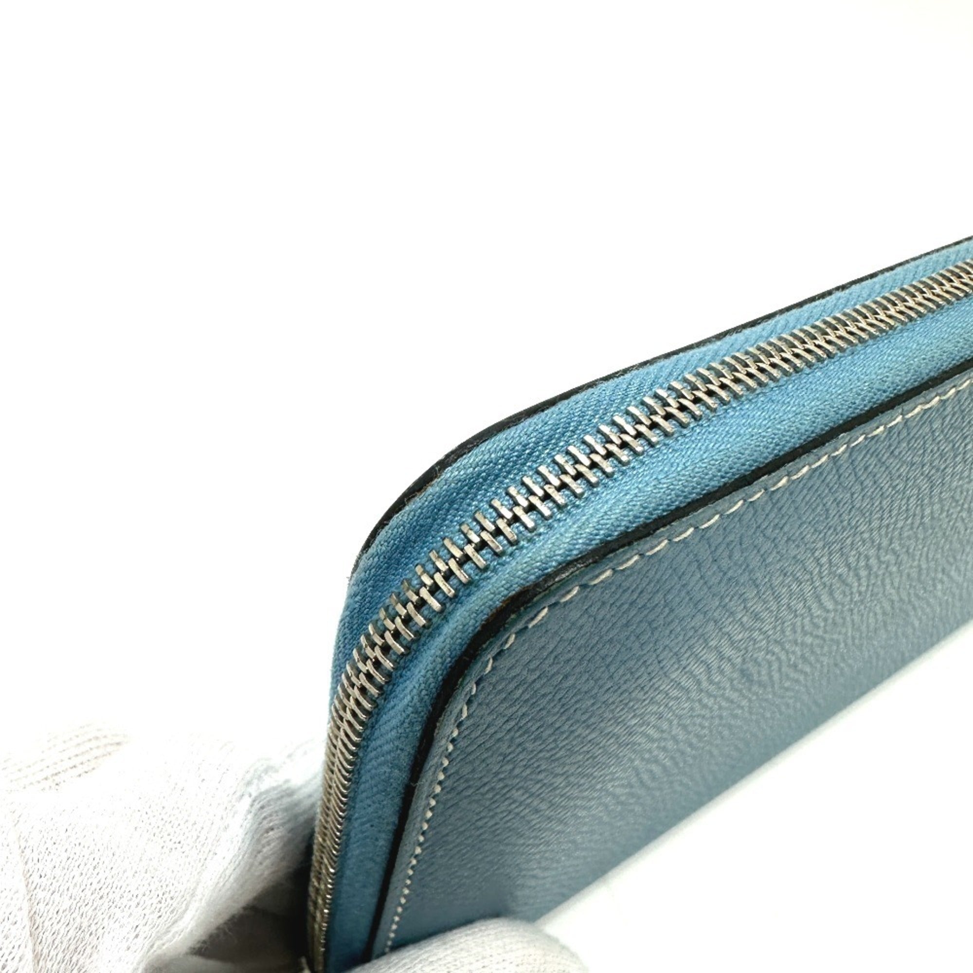 Hermes Blue Jean Epsom Leather Long Wallet (Bi-Fold) (Pre-Owned)
