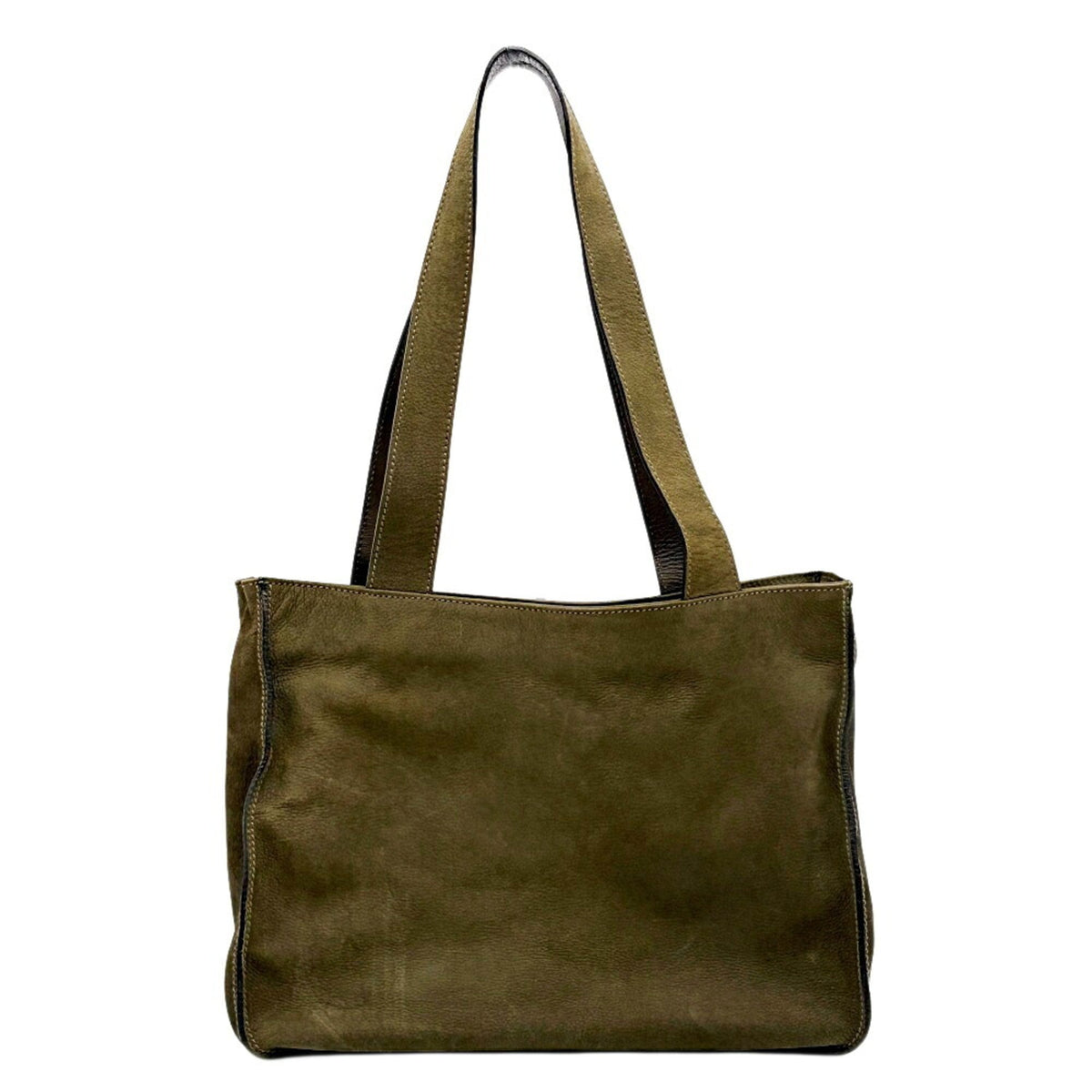Bally Green Khaki Suede Leather Shoulder Bag Tote Bag (Pre-Owned)