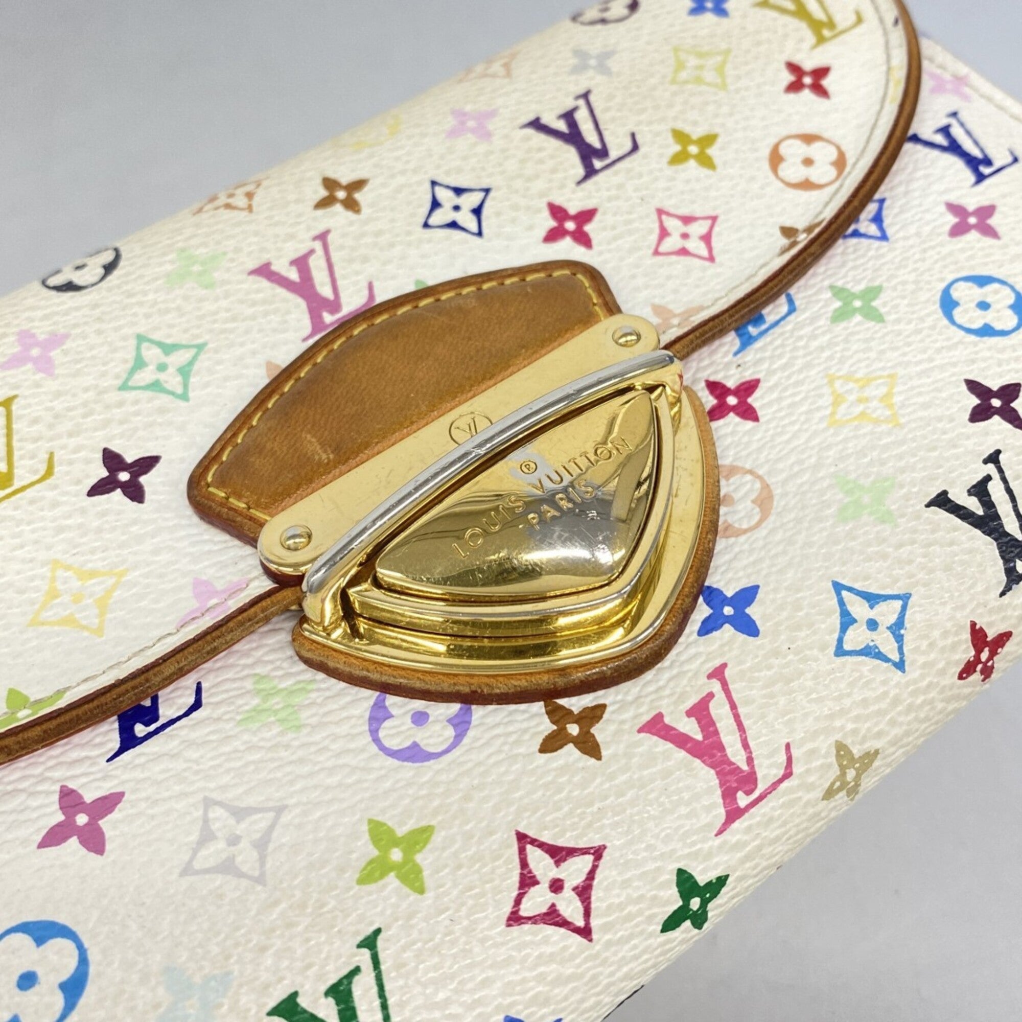 Louis Vuitton Blanc Litchi Long Wallet (Tri-Fold) (Pre-Owned)