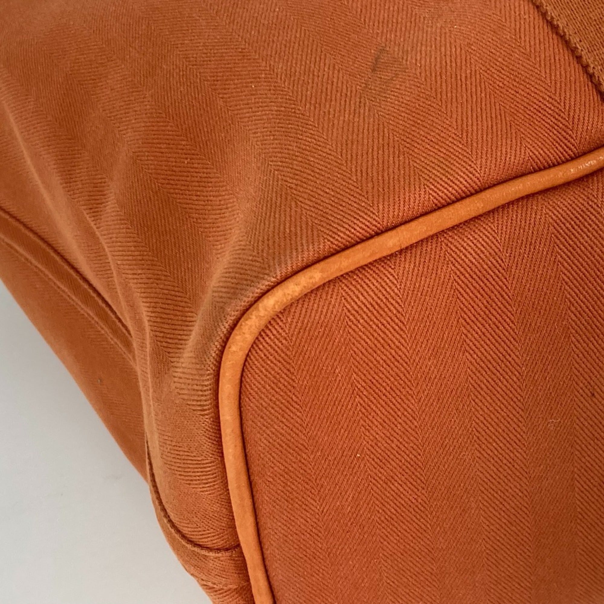 Hermes Orange Canvas Leather Handbag Pouch Tote Bag (Pre-Owned)