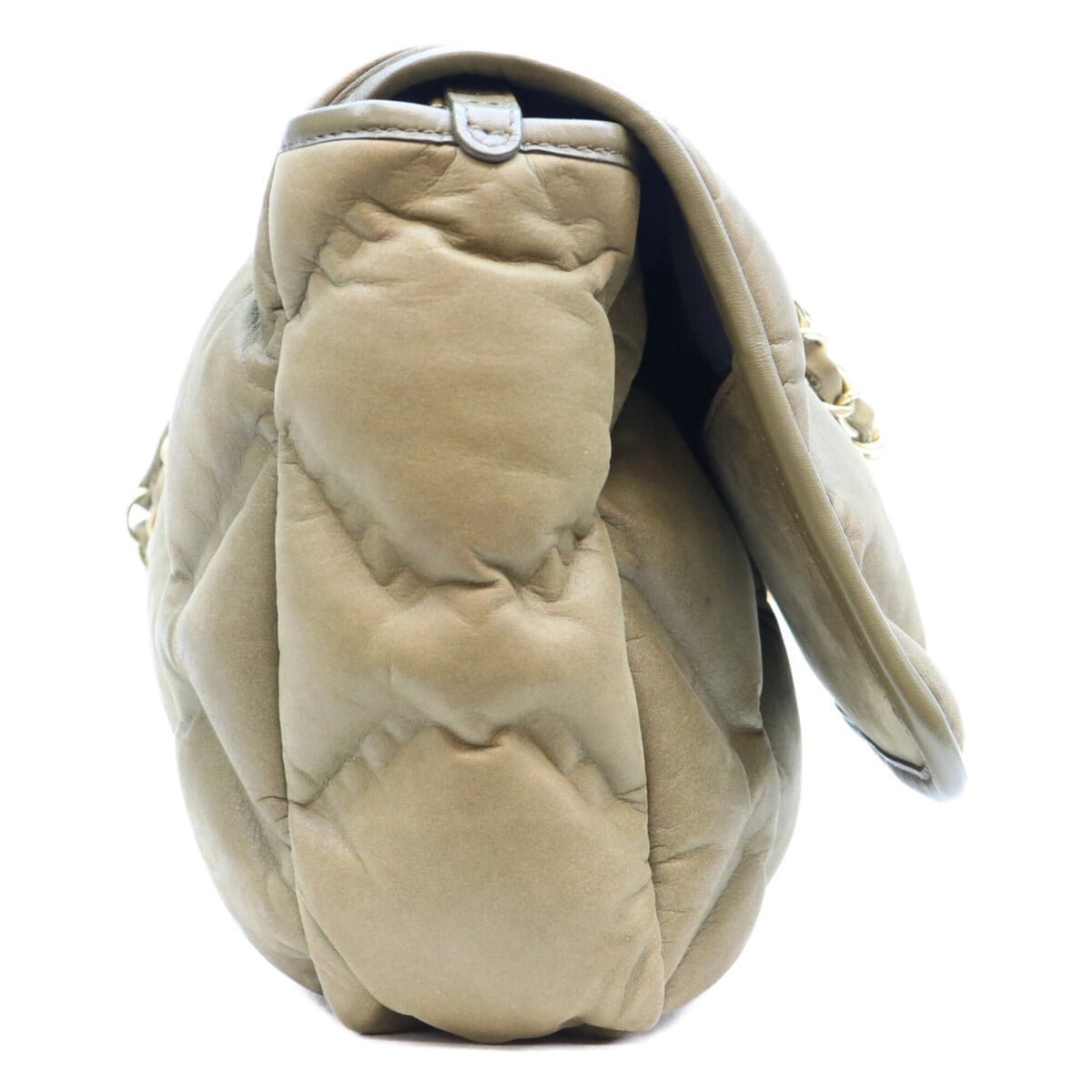 Chanel Khaki Leather Shoulder Bag (Pre-Owned)