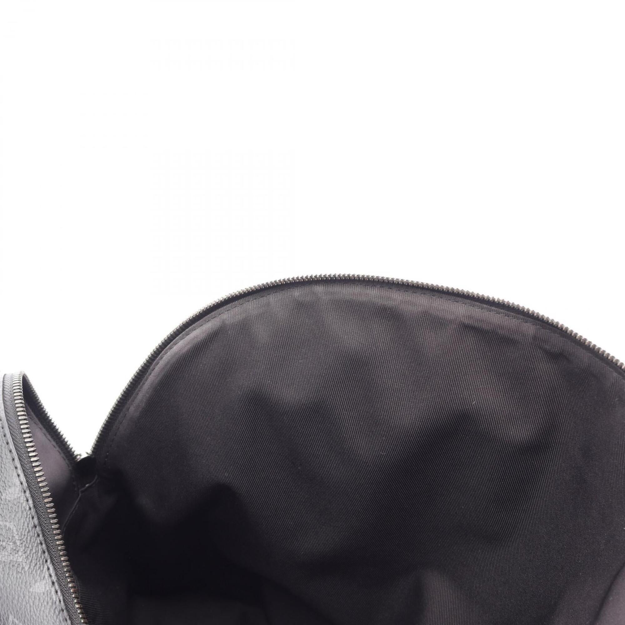 Louis Vuitton Black Coated Canvas Leather Backpack Handbag (Pre-Owned)