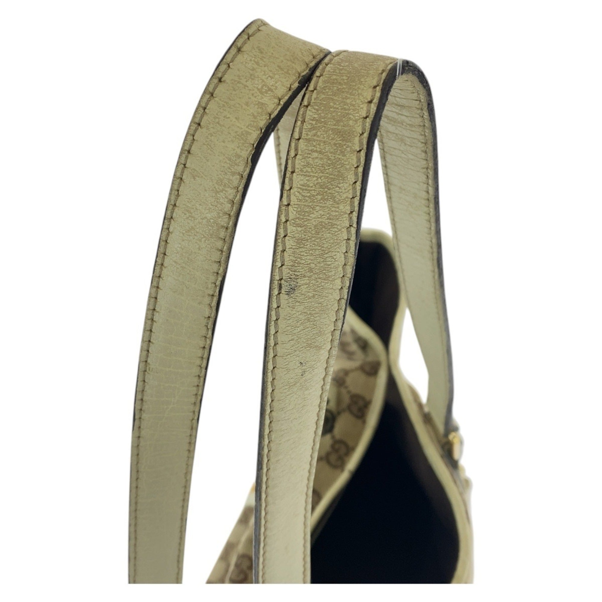 Gucci Beige Ivory Gg Canvas Leather Shoulder Bag Tote Bag (Pre-Owned)