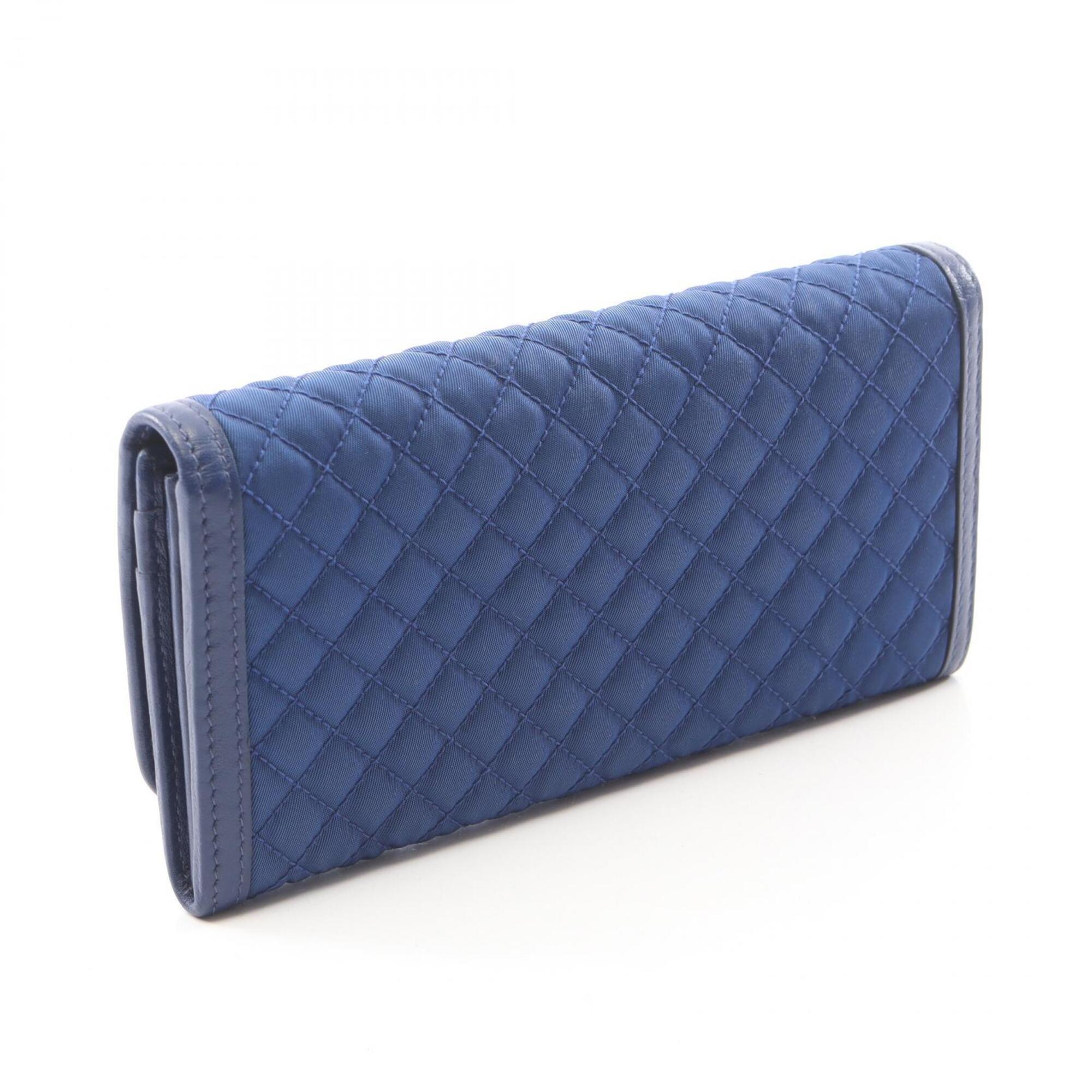 Prada Blue Nylon Leather Long Wallet (Bi-Fold) (Pre-Owned)