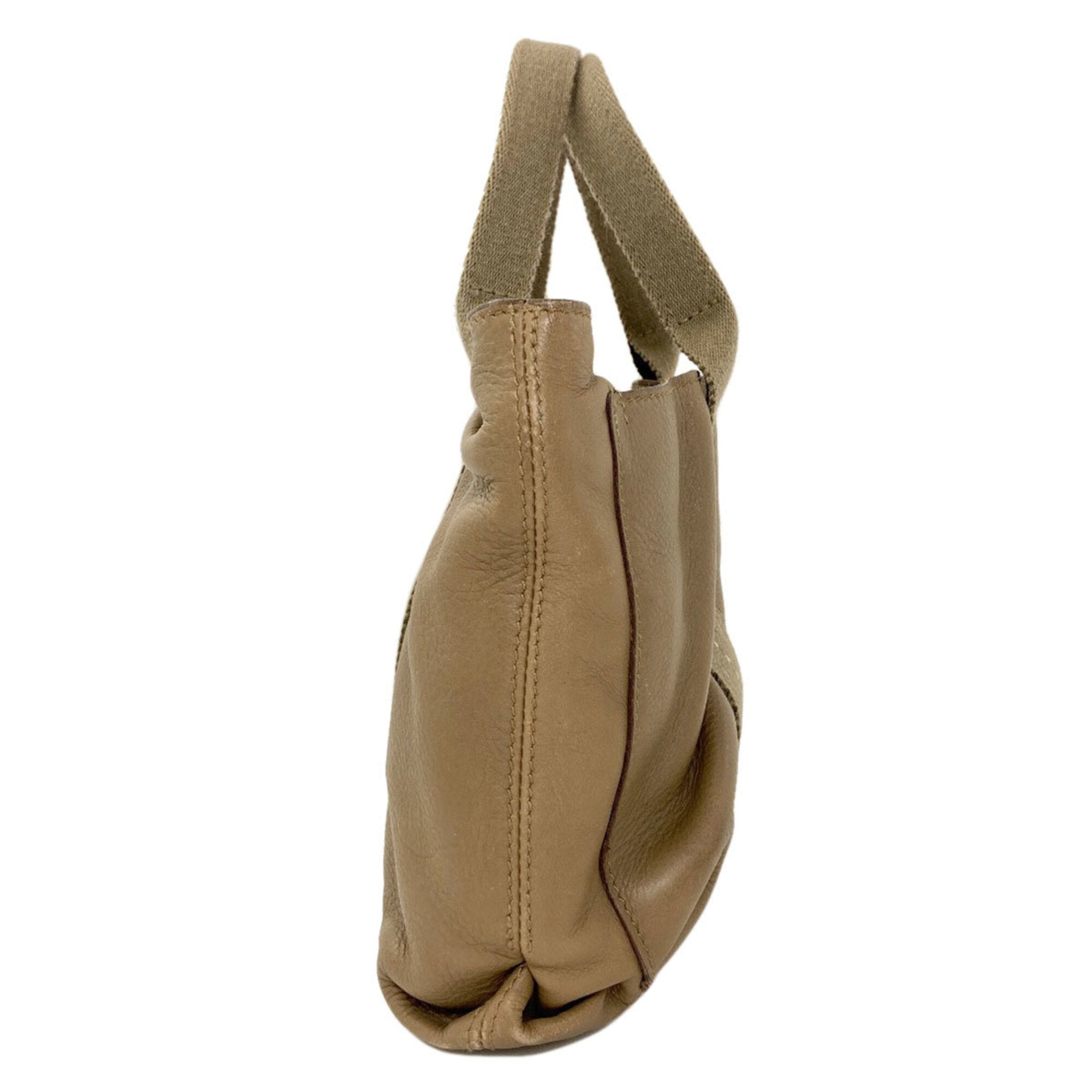 Hermes Caravan Horizontal Khaki Canvas Veau Derma Handbag (Pre-Owned)