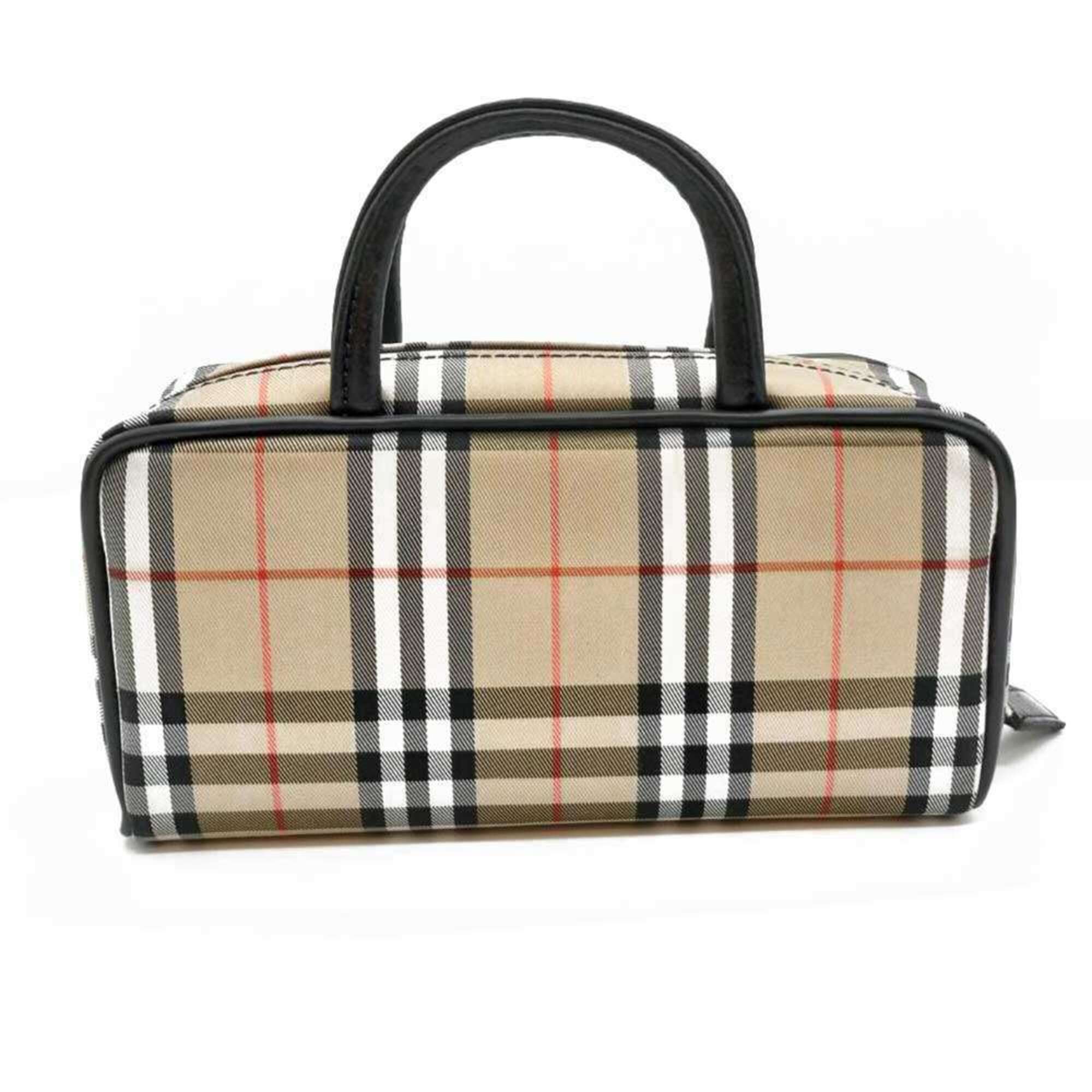 Burberry Beige Canvas Leather Handbag Pouch (Pre-Owned)