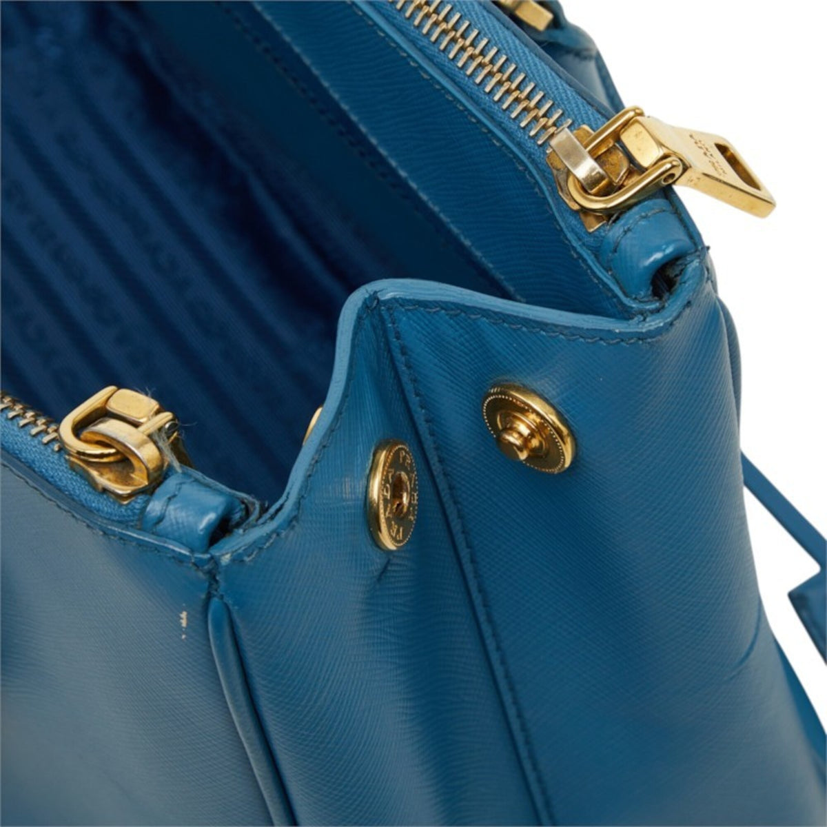 Prada Blue Leather Handbag Shoulder Bag (Pre-Owned)