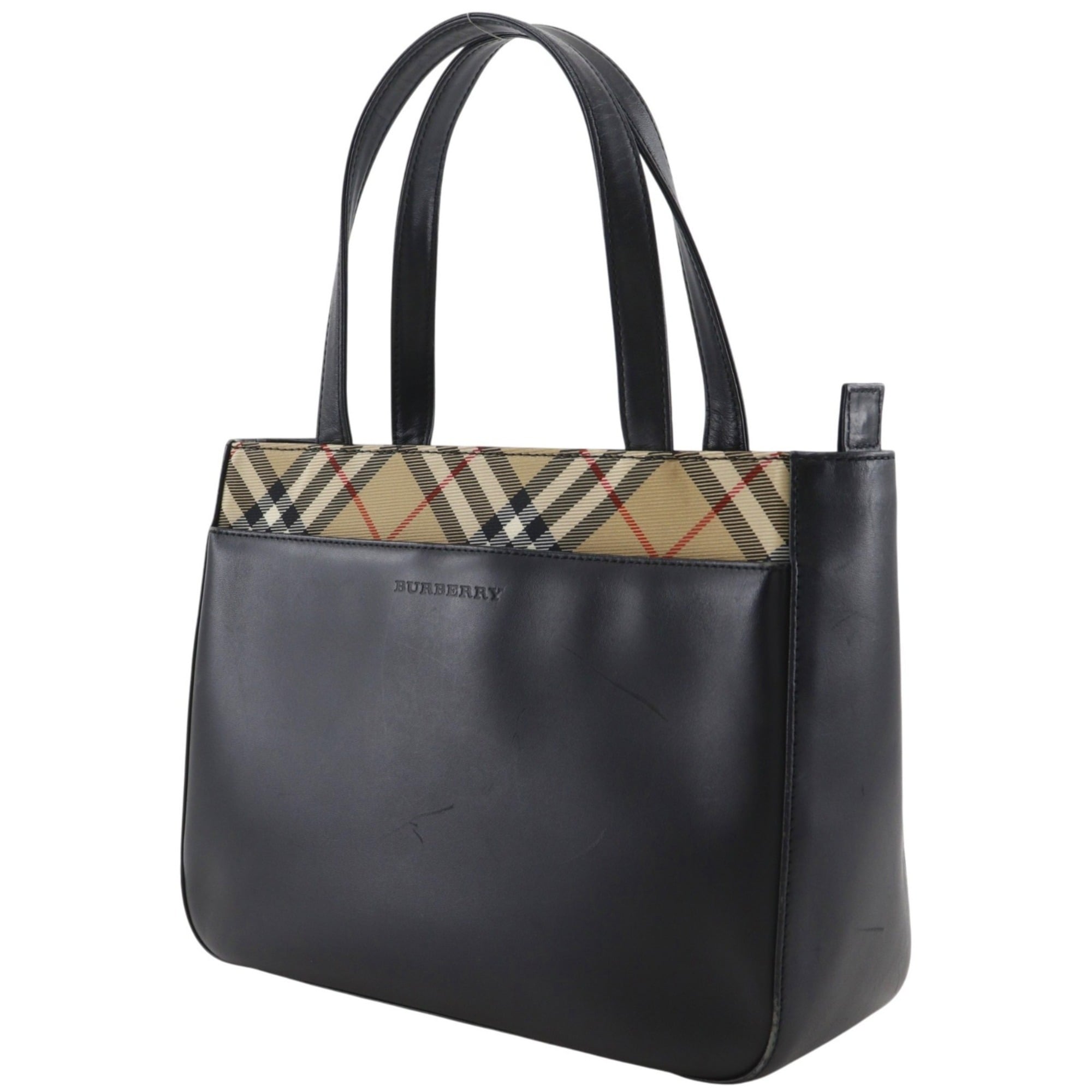 Burberry Black Leather Nylon Canvas Tote Bag (Pre-Owned)