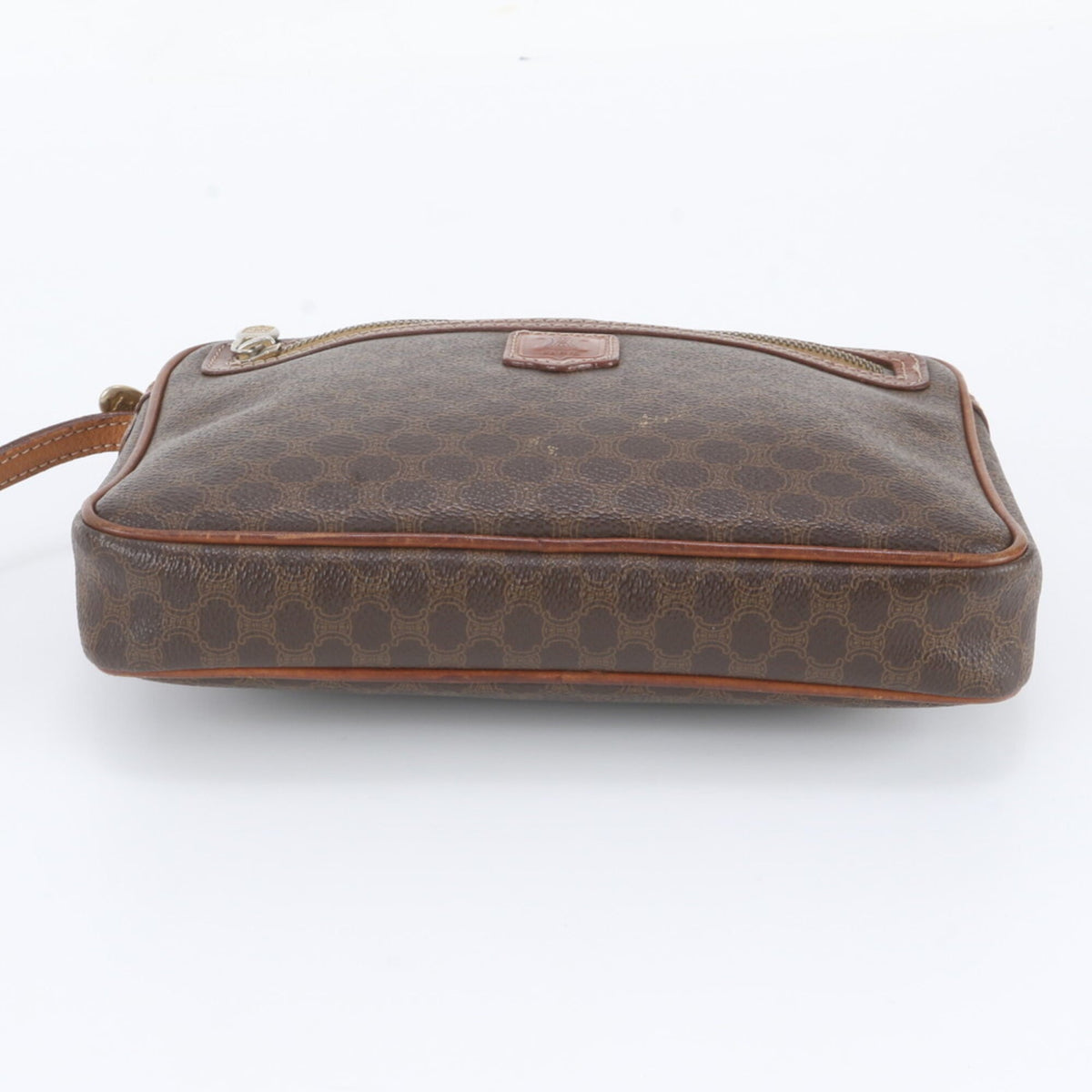 Celine Brown Leather Coated Canvas Clutch Bag Pouch (Pre-Owned)