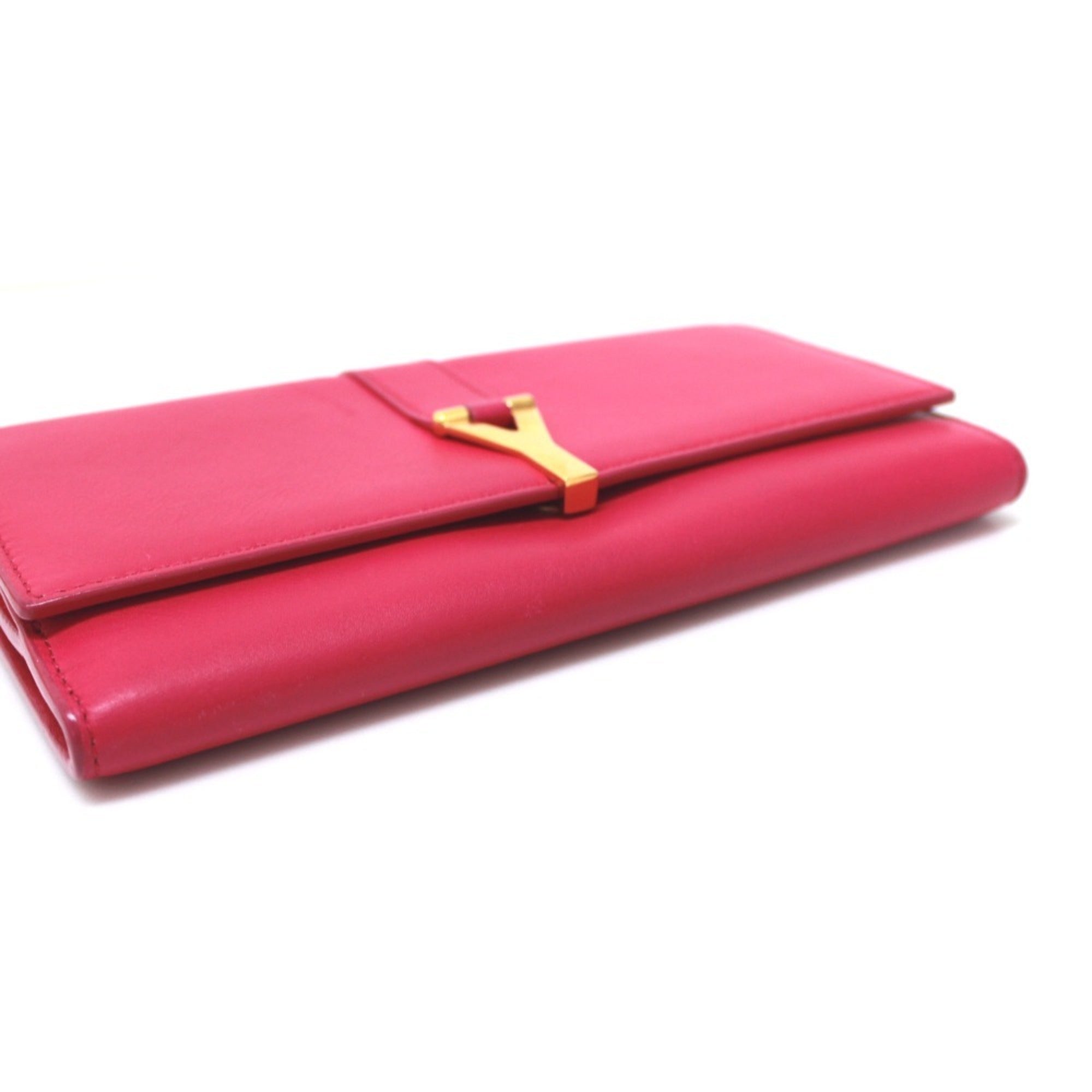 Yves Saint Laurent Pink Leather Long Wallet (Bi-Fold) (Pre-Owned)