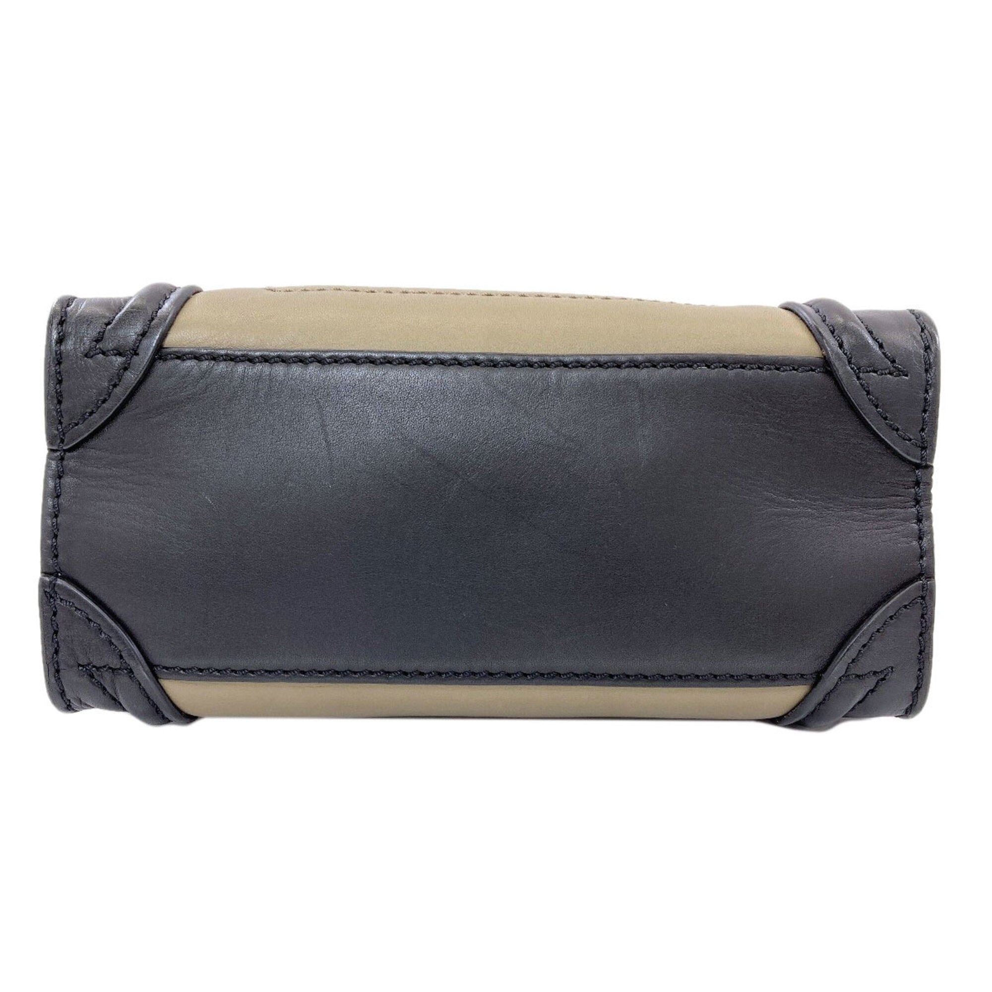 Celine Beige Black Khaki Leather Handbag (Pre-Owned)
