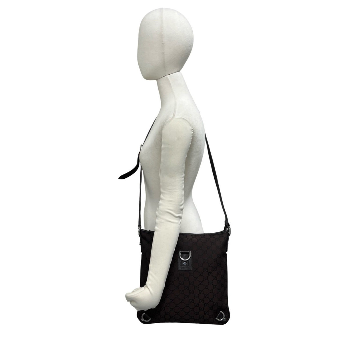 Gucci Brown Nylon Leather Pochette Shoulder Bag (Pre-Owned)
