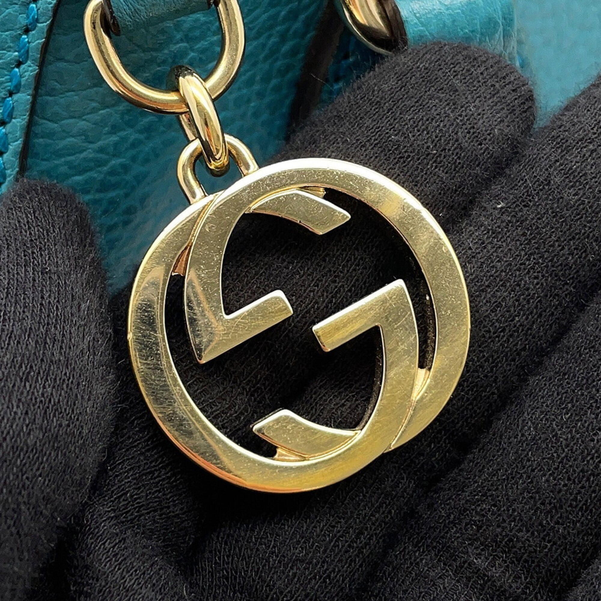 Gucci Turquoise Leather Handbag Shoulder Bag (Pre-Owned)