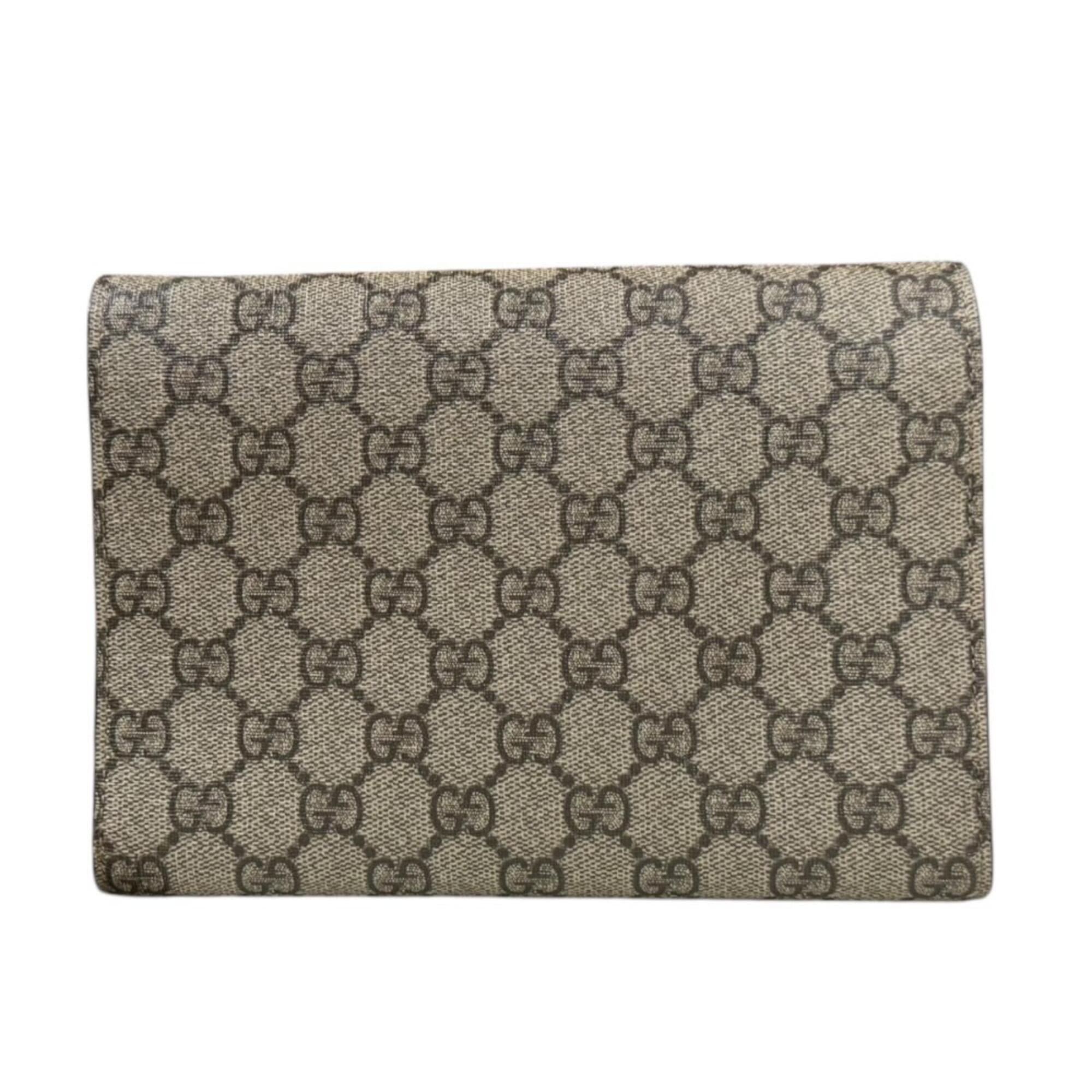 Gucci Beige Brown Gg Supreme Chain/Shoulder Wallet (Pre-Owned)