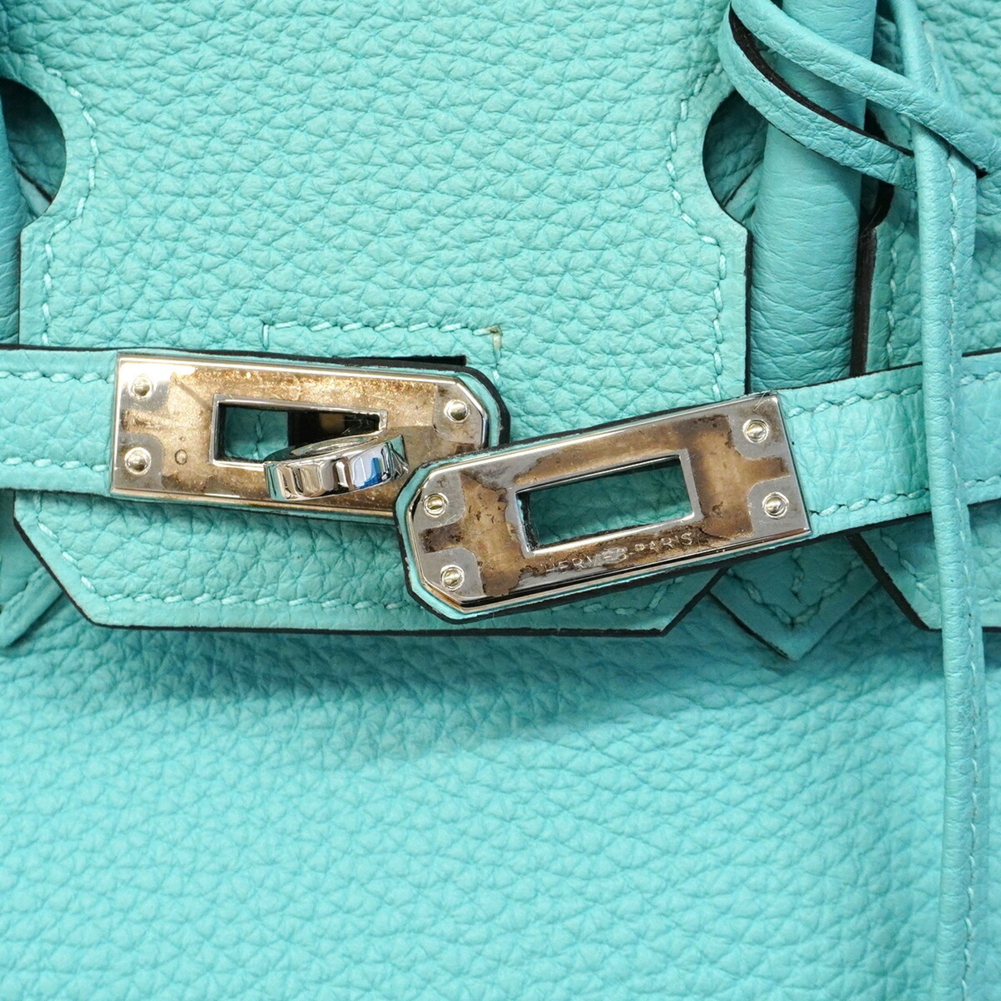 Hermes Blue Atoll Togo Leather Handbag (Pre-Owned)