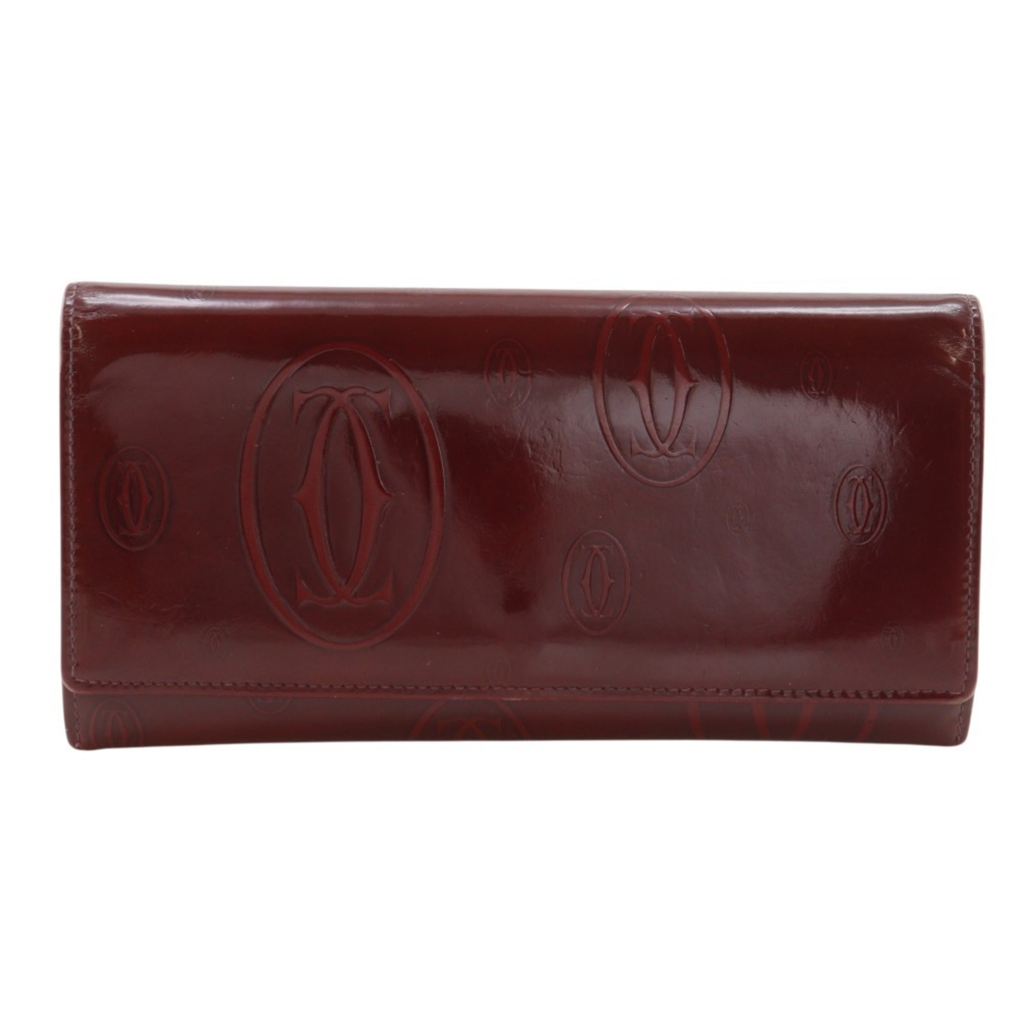 Cartier Bordeaux Patent Leather Long Wallet (Bi-Fold) (Pre-Owned)