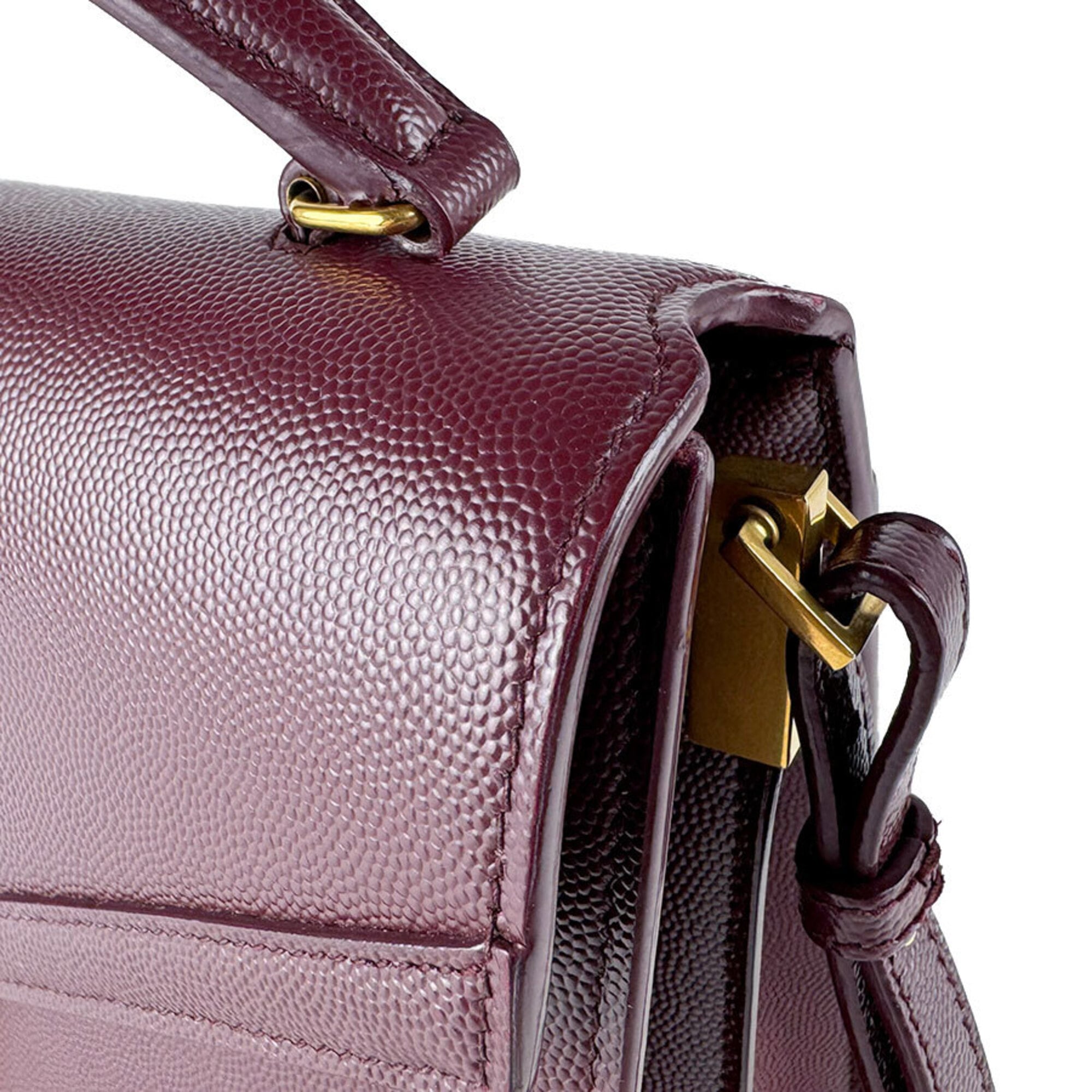 Saint Laurent Bordeaux Leather Handbag Shoulder Bag (Pre-Owned)