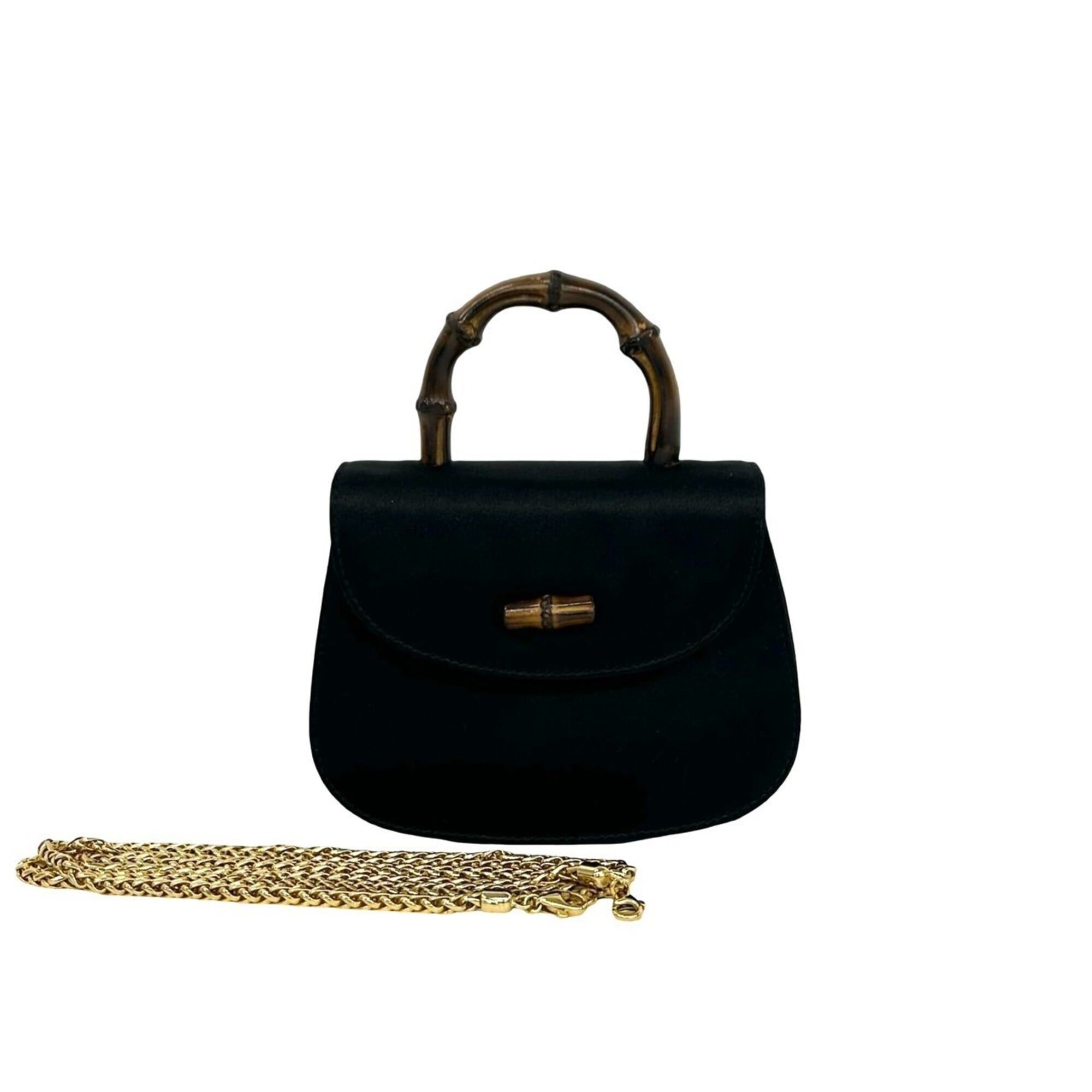 Gucci Black Satin Handbag Shoulder Bag (Pre-Owned)