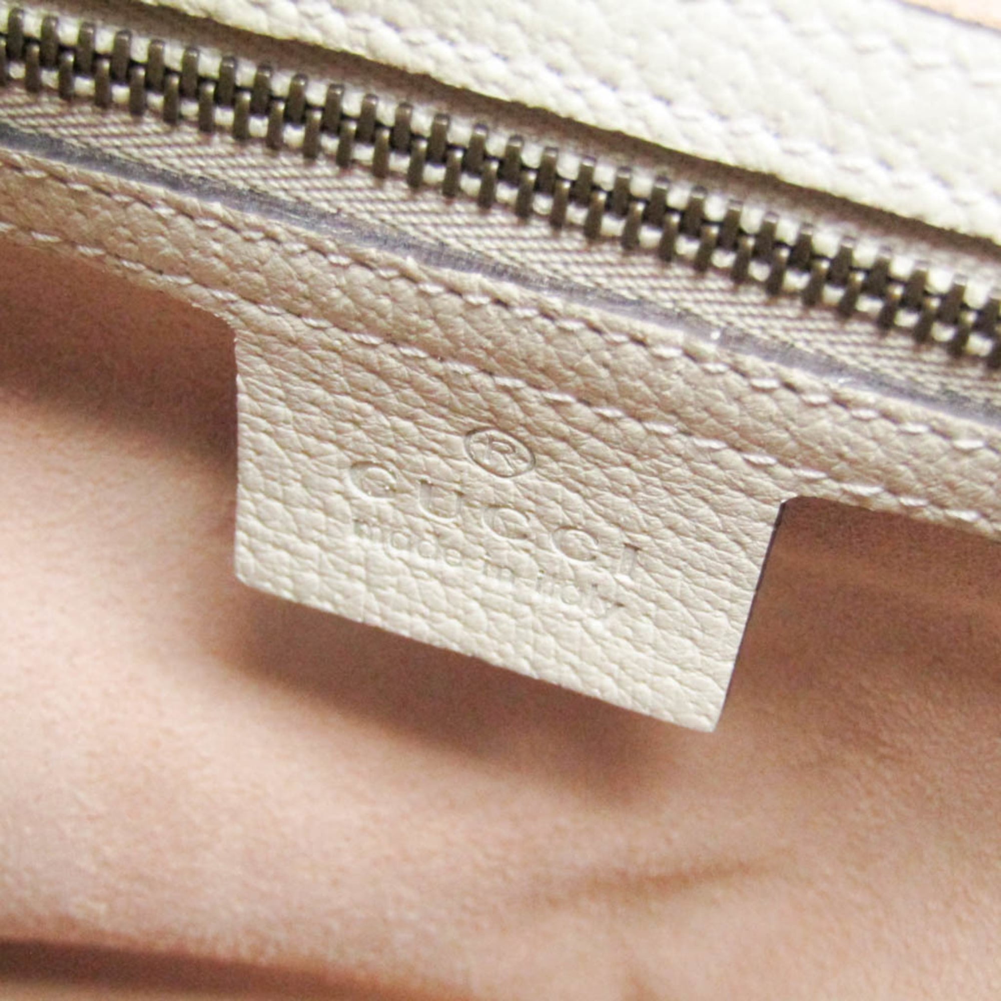 Gucci Totem Top Handle Bag Leather White Leather Handbag (Pre-Owned)