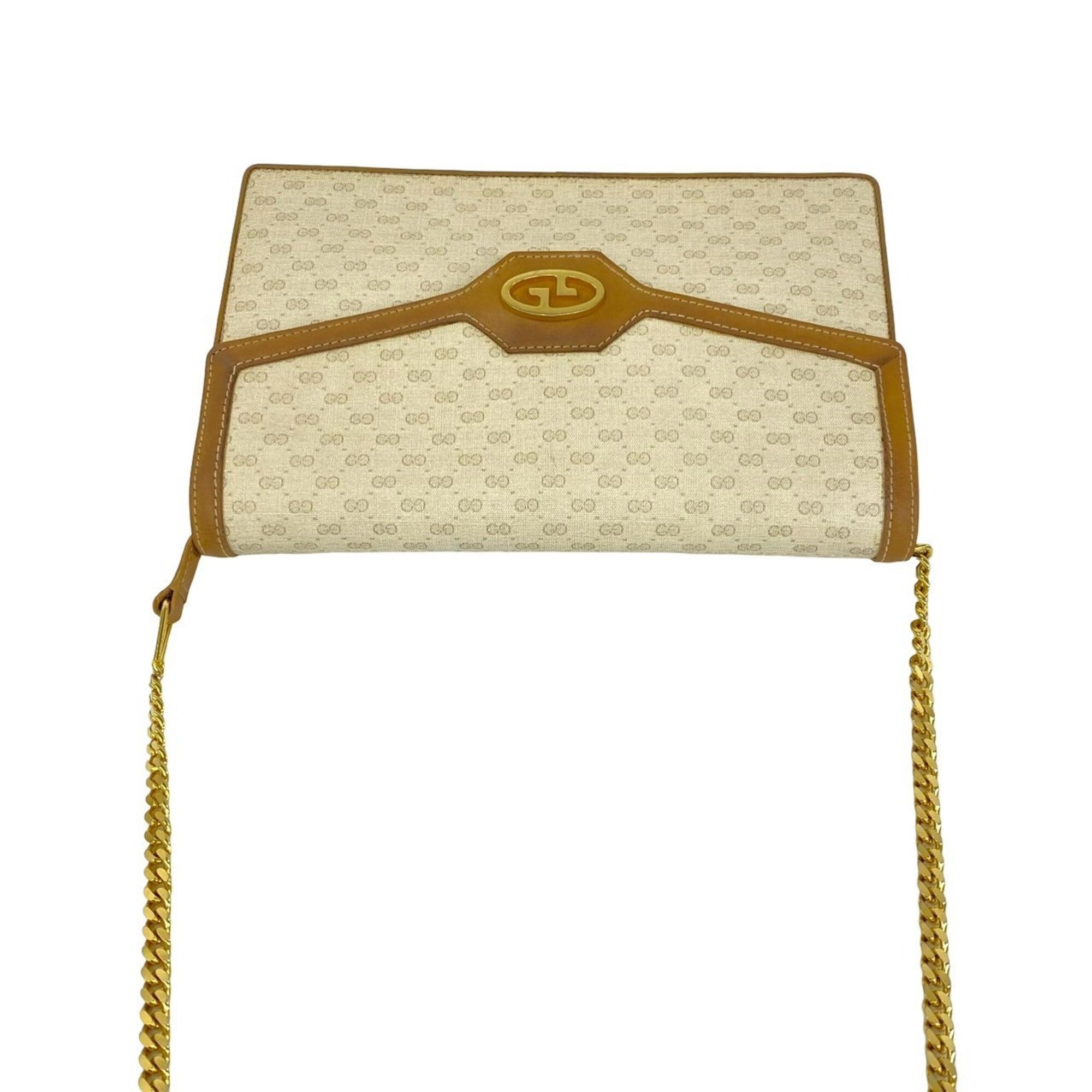Gucci Beige Brown Leather Pvc Shoulder Bag (Pre-Owned)