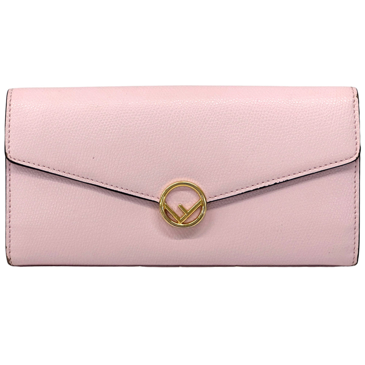 Fendi Gold Pink Leather Long Wallet (Bi-Fold) (Pre-Owned)