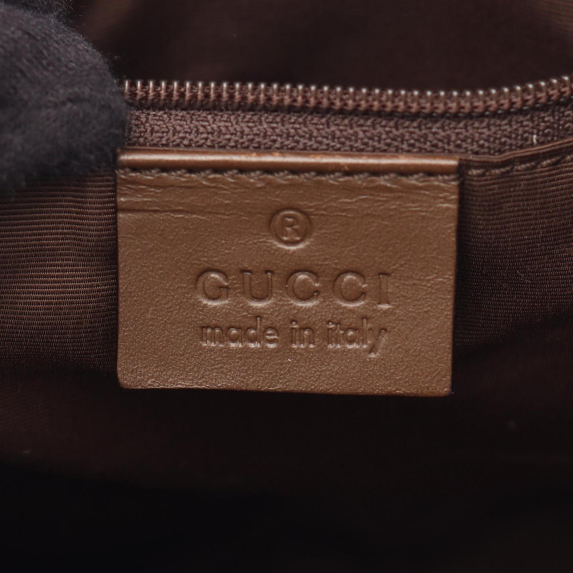Gucci Beige Brown Canvas Leather Handbag Tote Bag (Pre-Owned)