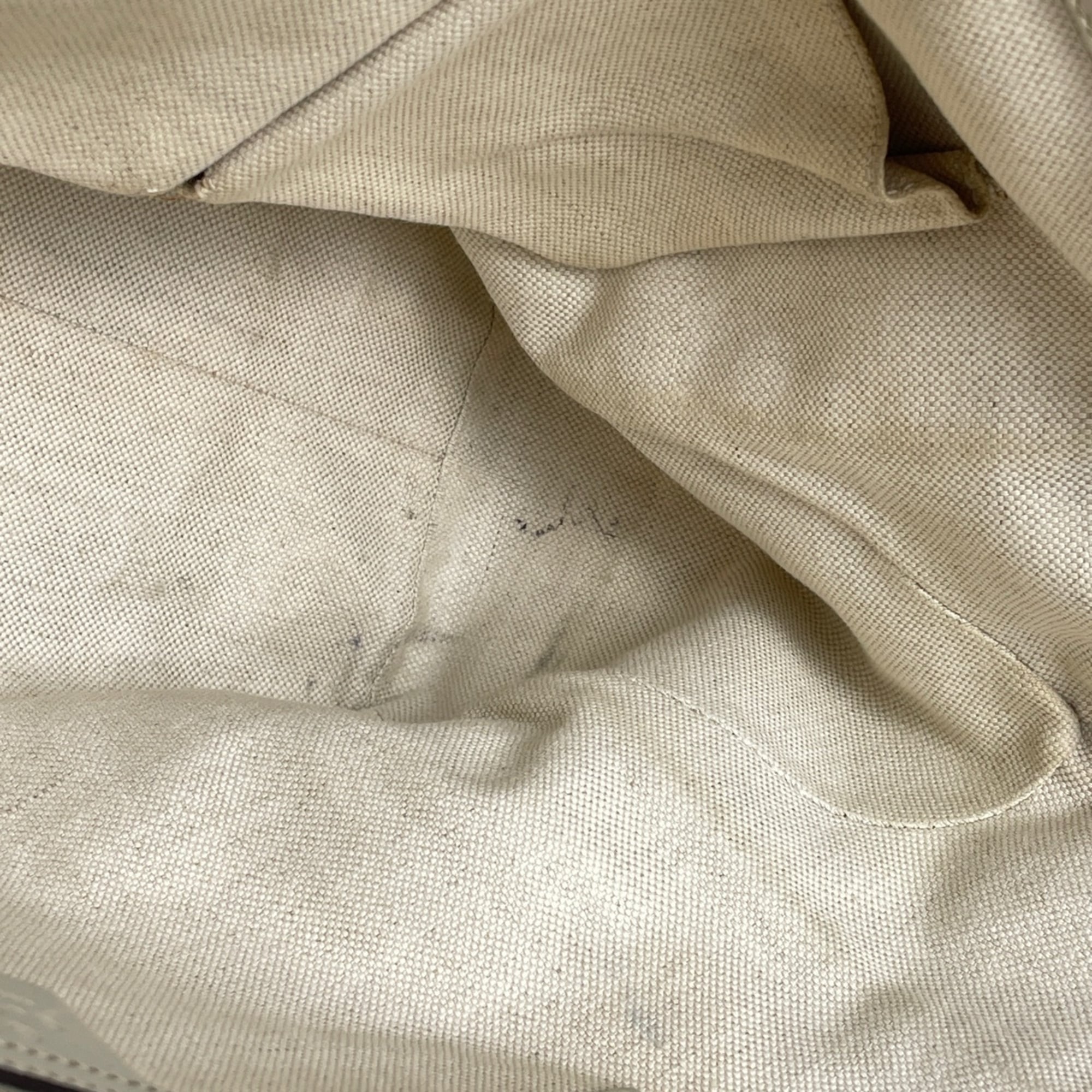 Gucci Sherry Line Beige Ivory Gg Canvas Leather Tote Bag (Pre-Owned)